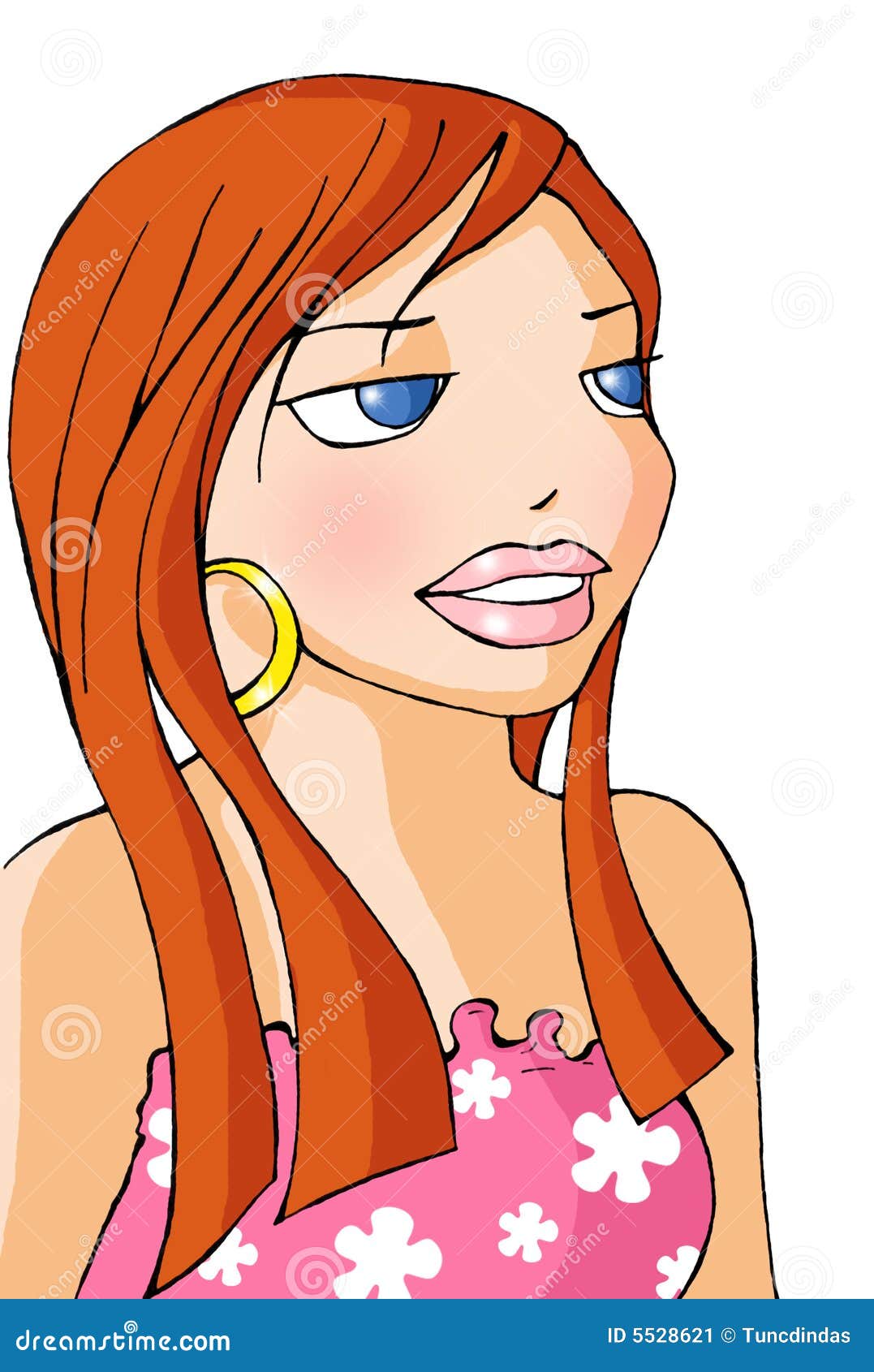 Funny girl stock illustration. Illustration of cute, flowers 5528621