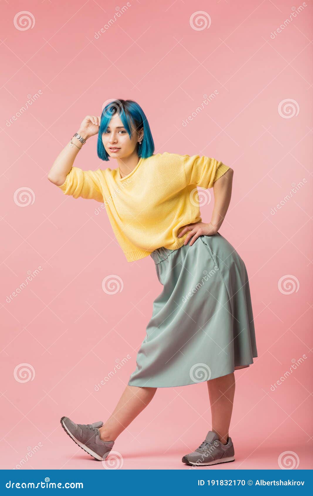 Funny Girl Bending and Showing Her Fashion Trainers Stock Photo - Image ...