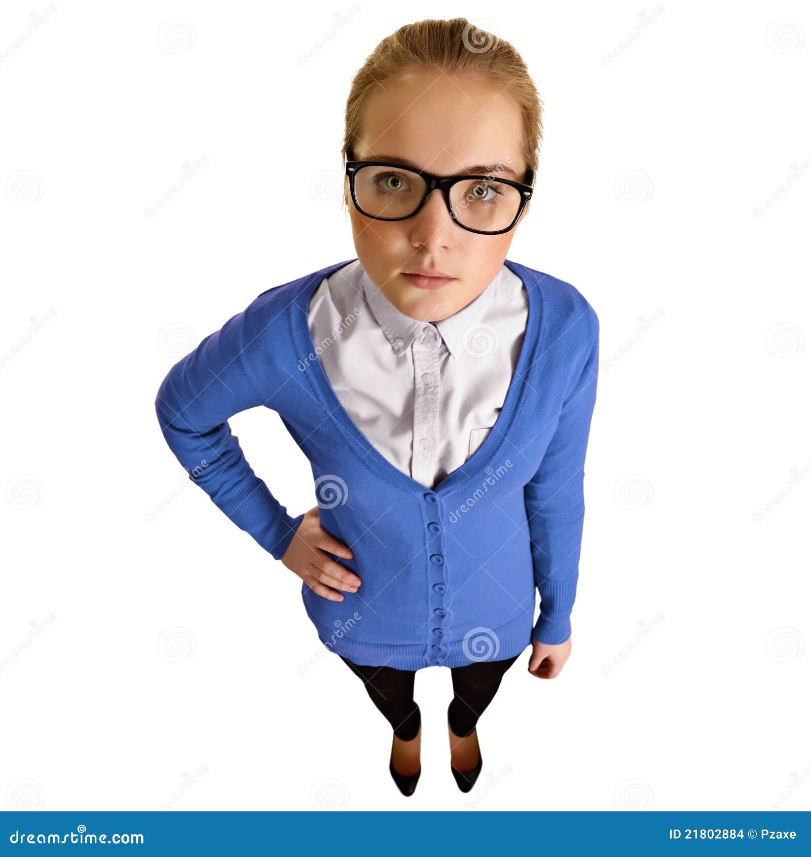 Funny Girl with Big Glasses on White Stock Photo Image of brown