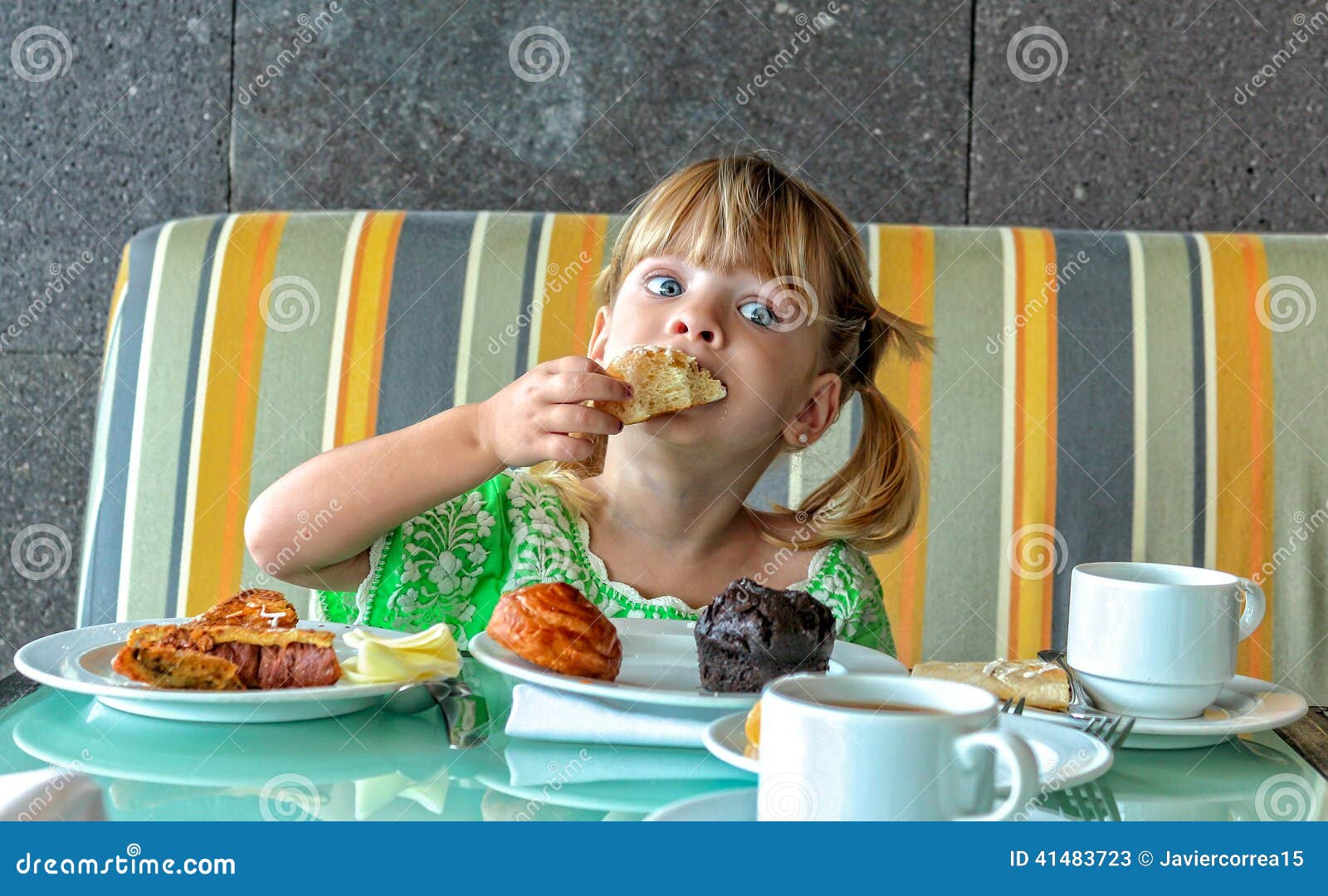 Funny Girl Eating Breakfast Stock Image - Image of happiness, chair
