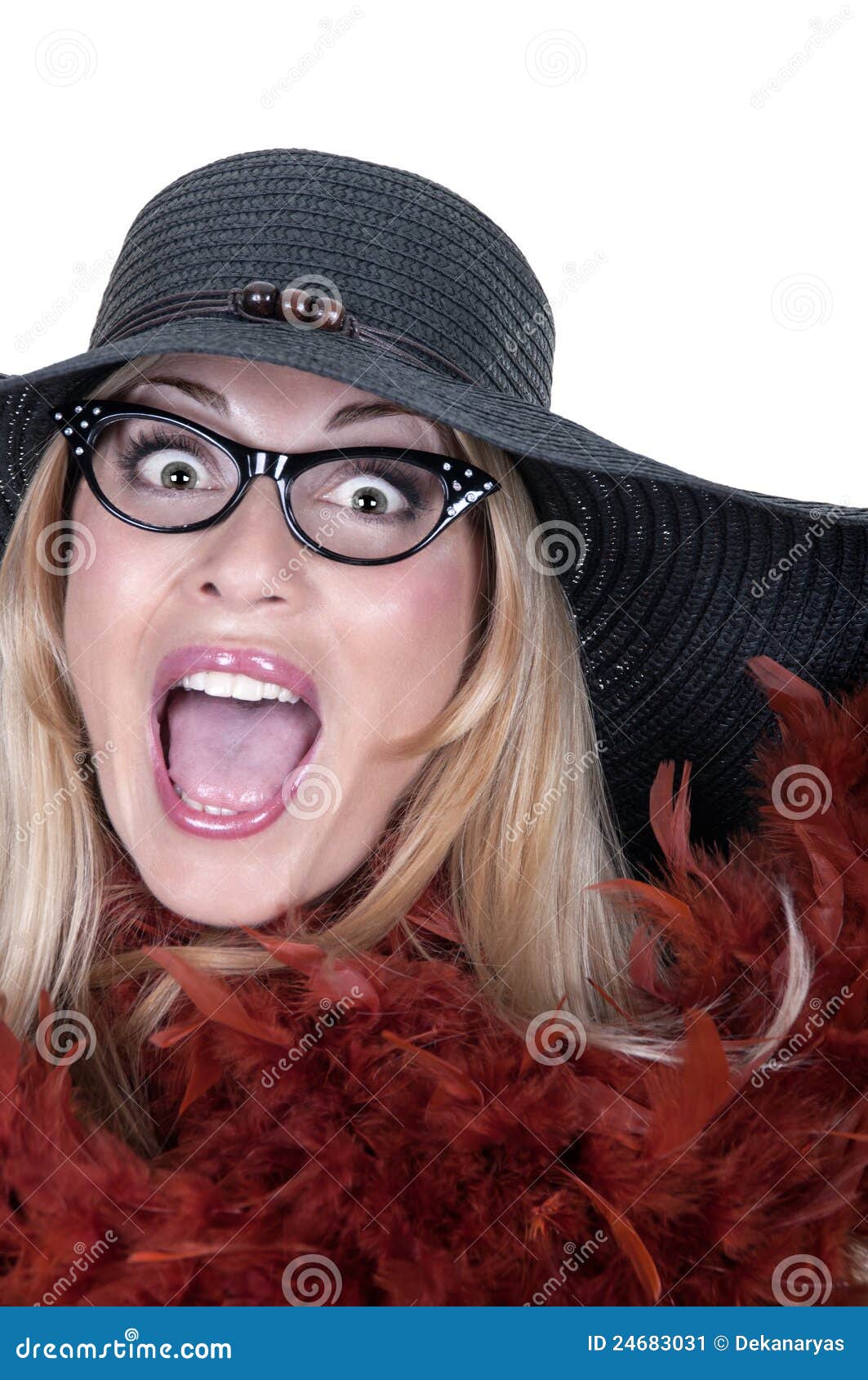 Funny Girl with Glasses and Hat Stock Image Image of isolated, cute