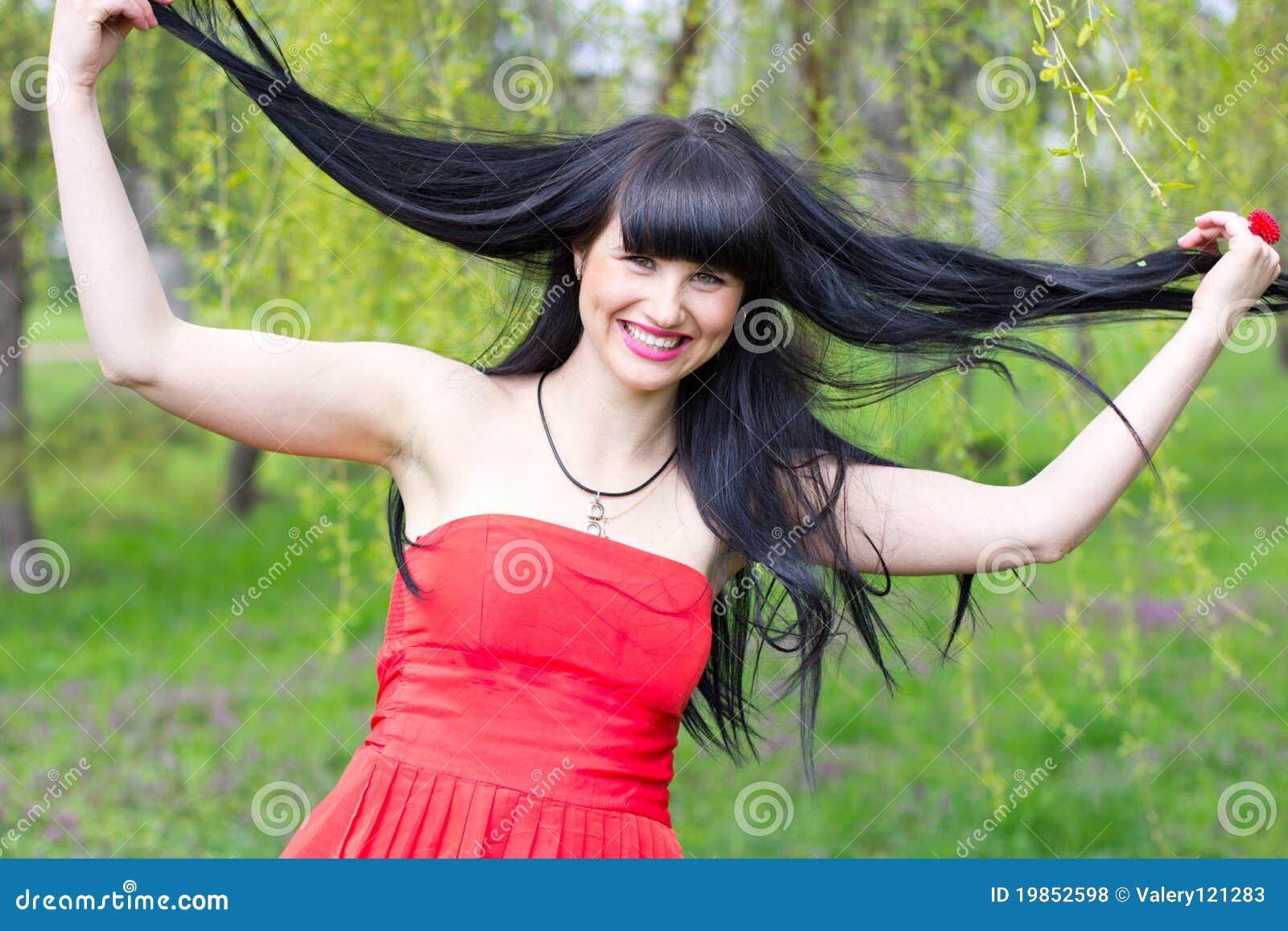 Funny girl with long hair stock photo. Image of adult 19852598
