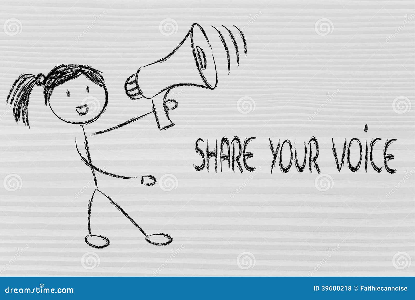 Funny Girl with Megaphone: Share Your Voice Stock Illustration -  Illustration of bullhorn, marketing: 39600218