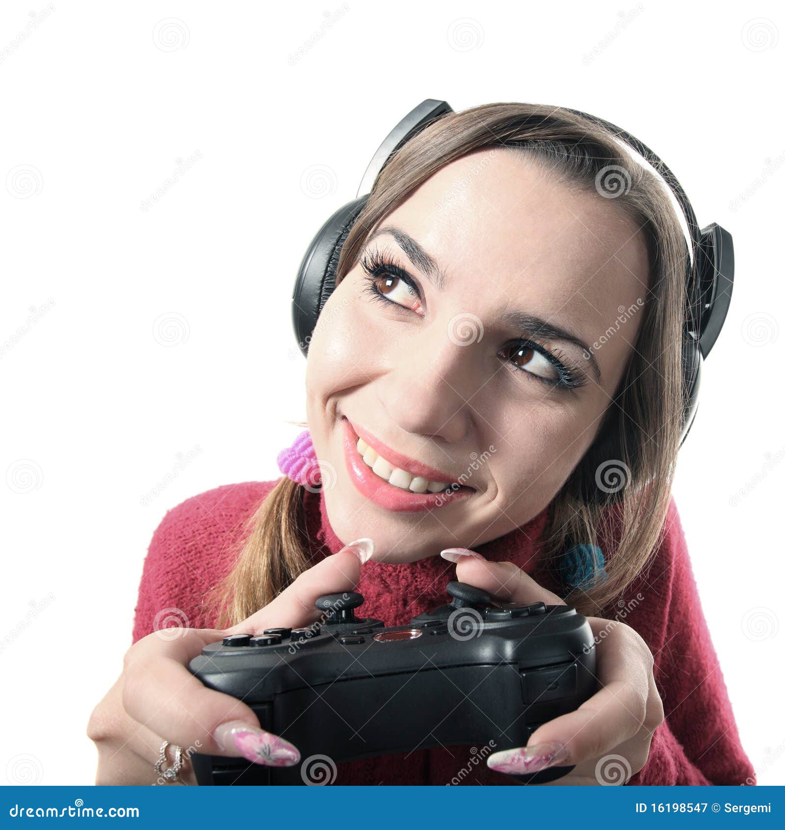 young girl play game joystick station free time competition 3d character  illustration 11382025 PNG