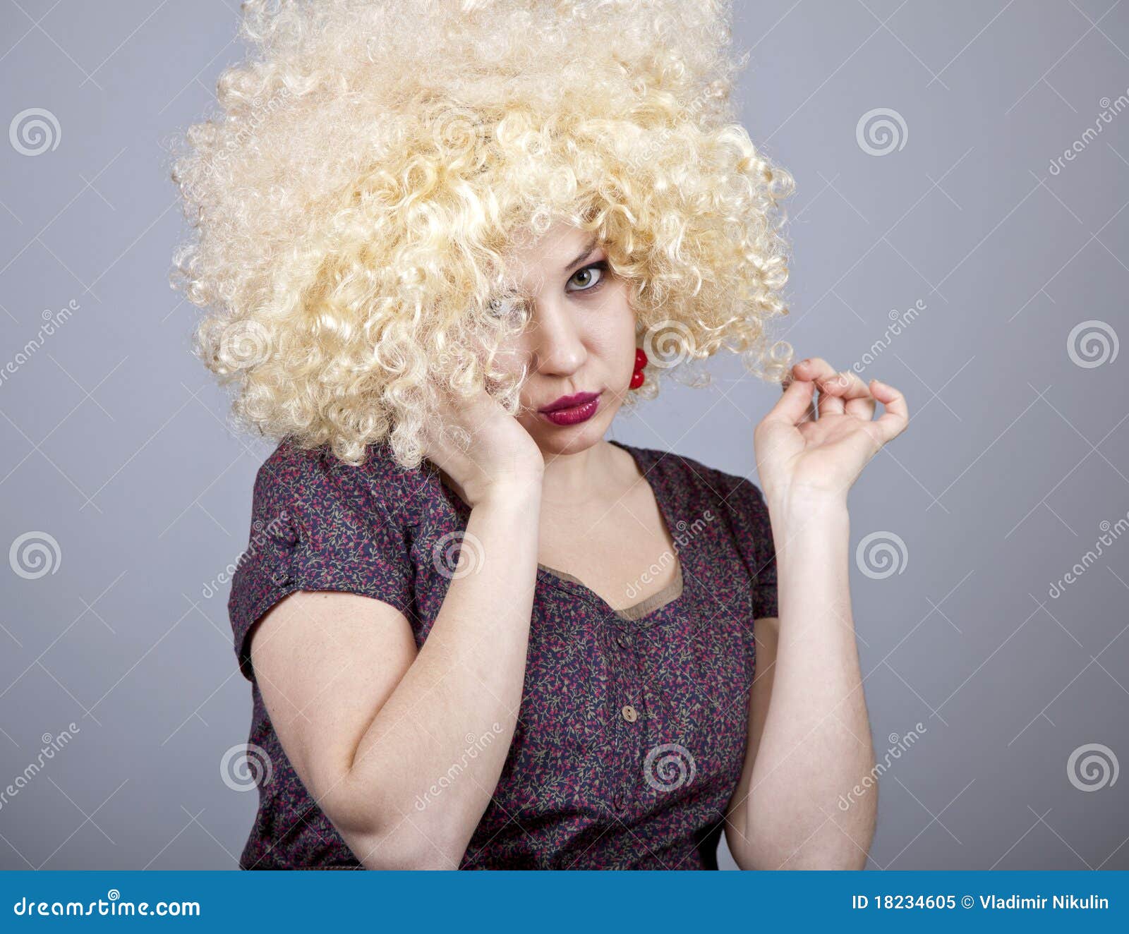 Funny girl in wig. stock image. Image of studio, parody 18234605
