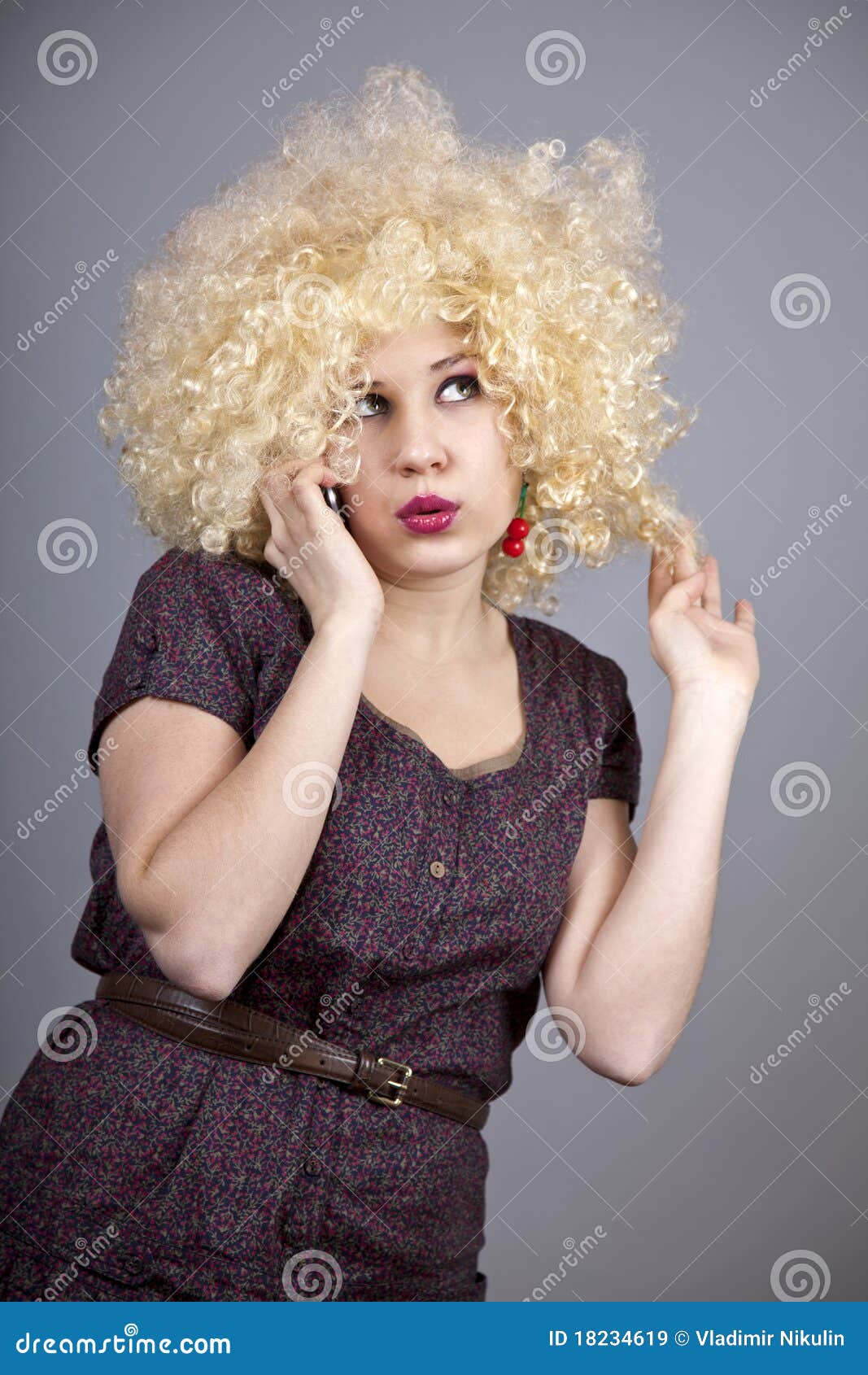 Funny girl in wig. stock image. Image of beauty, view 18234619