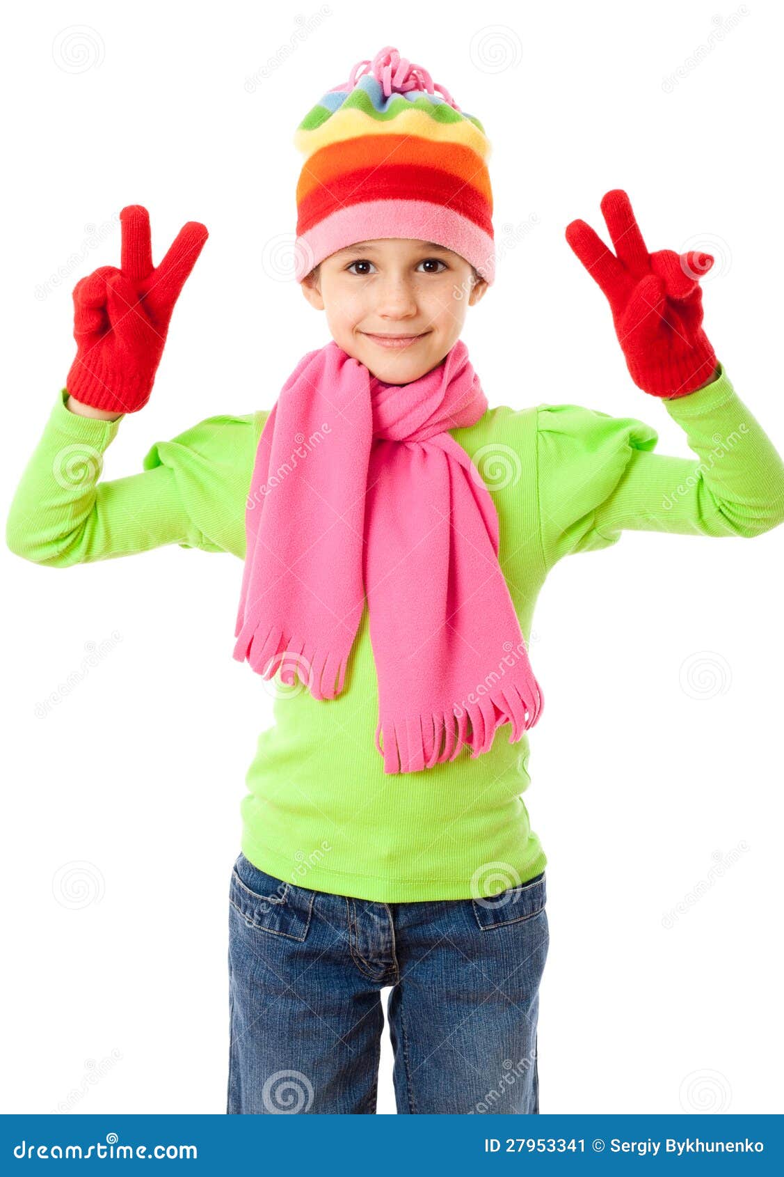 Funny Girl in Winter Clothes Stock Image Image of scarf, little 27953341