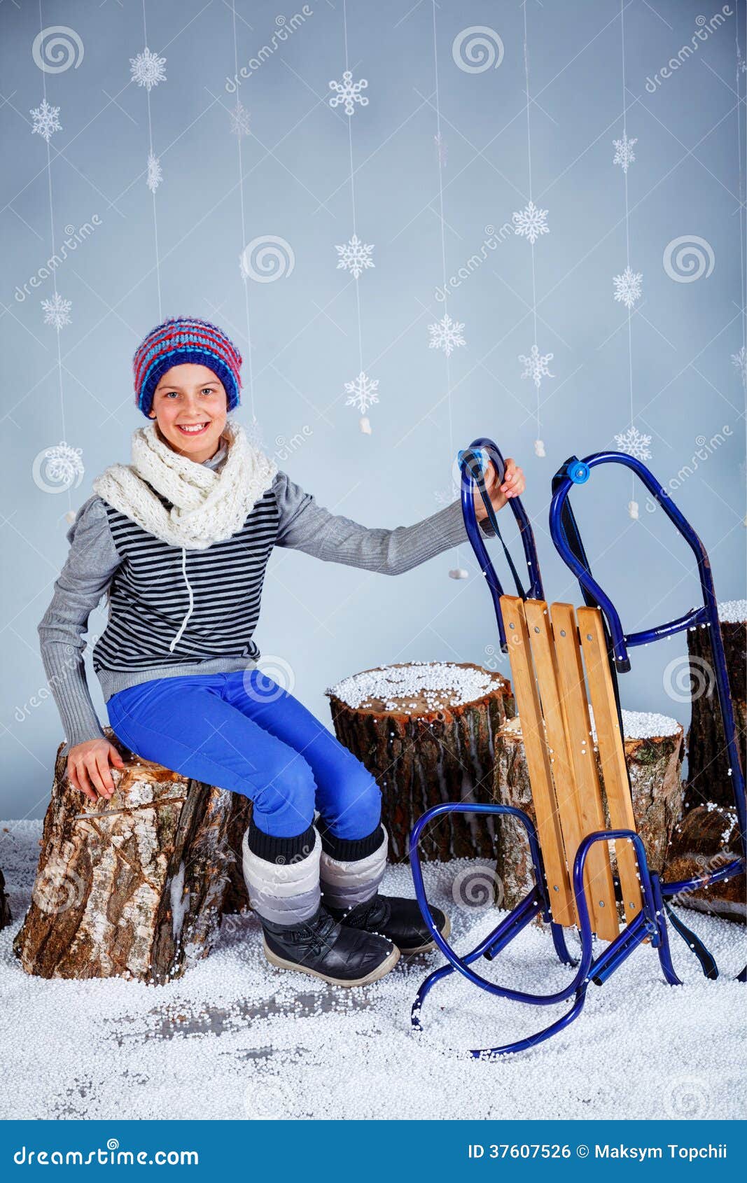 Funny Girl in Winter Clothes. Stock Photo Image of little, people 37607526