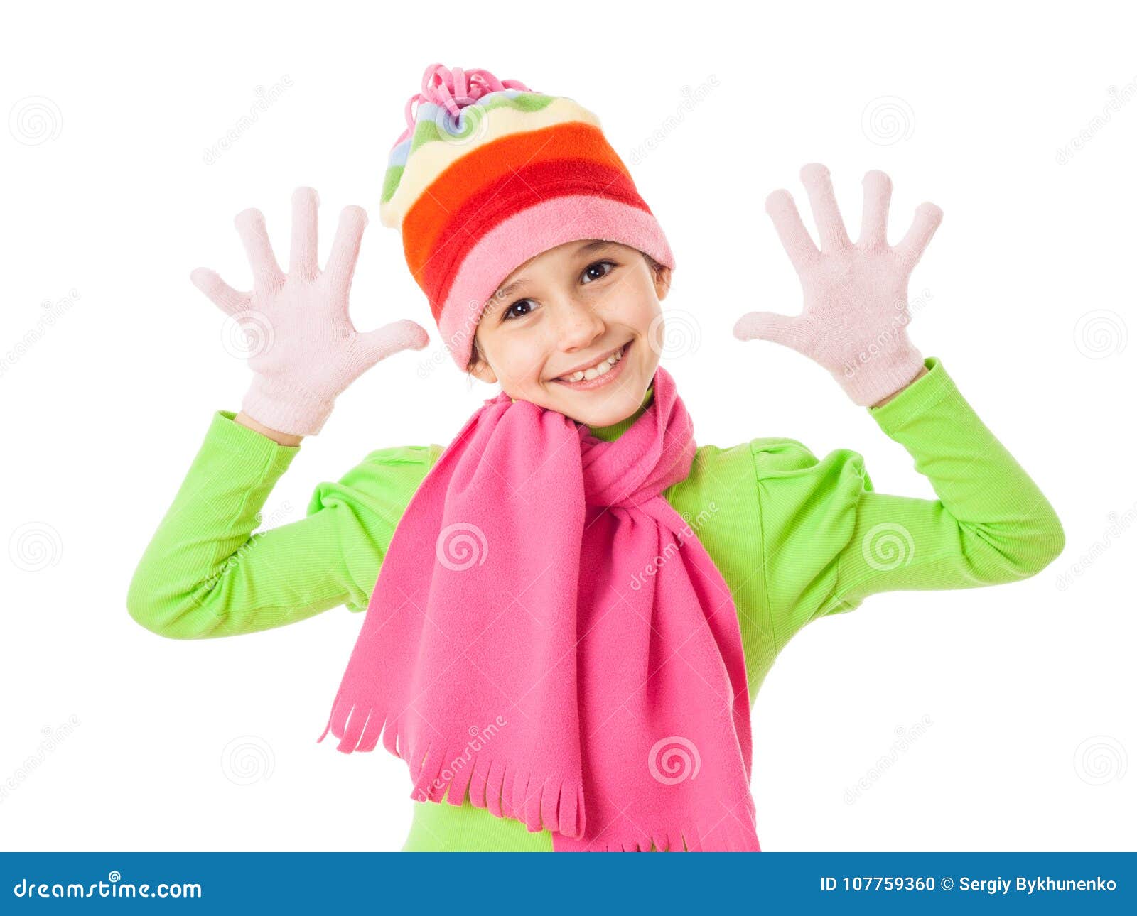 Funny Girl in Winter Clothes with Joke Sign Stock Photo - Image of ...