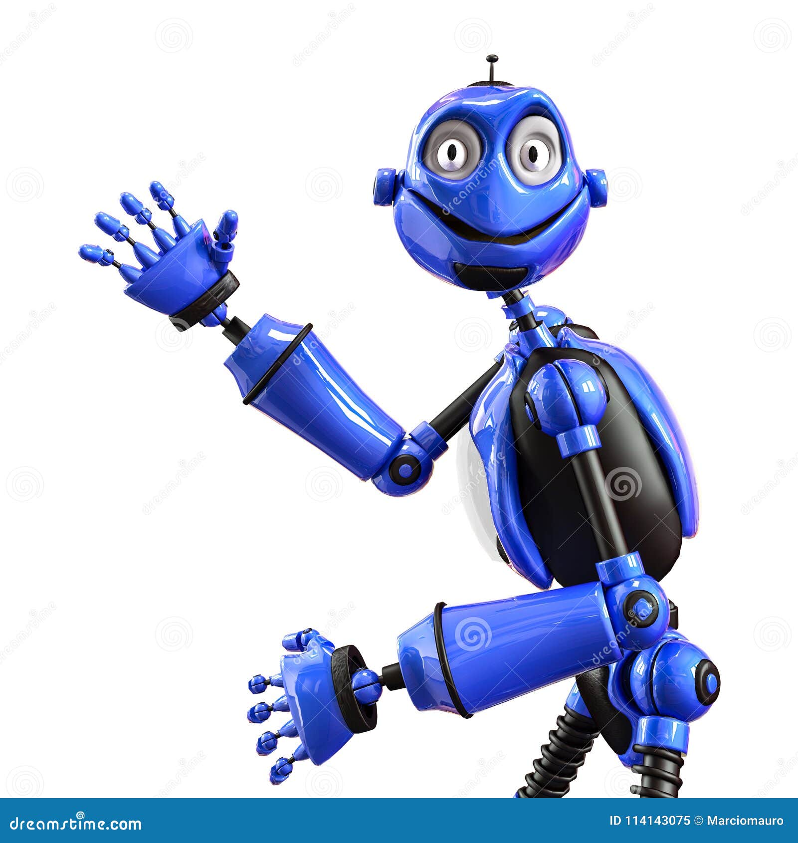 Funny and Glossy Robot Cartoon Stock Illustration - Illustration of future,  happy: 114143075
