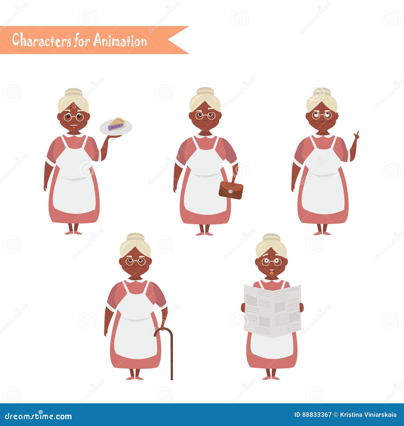 Funny Grandmother Housewife Cartoon Stock Vector