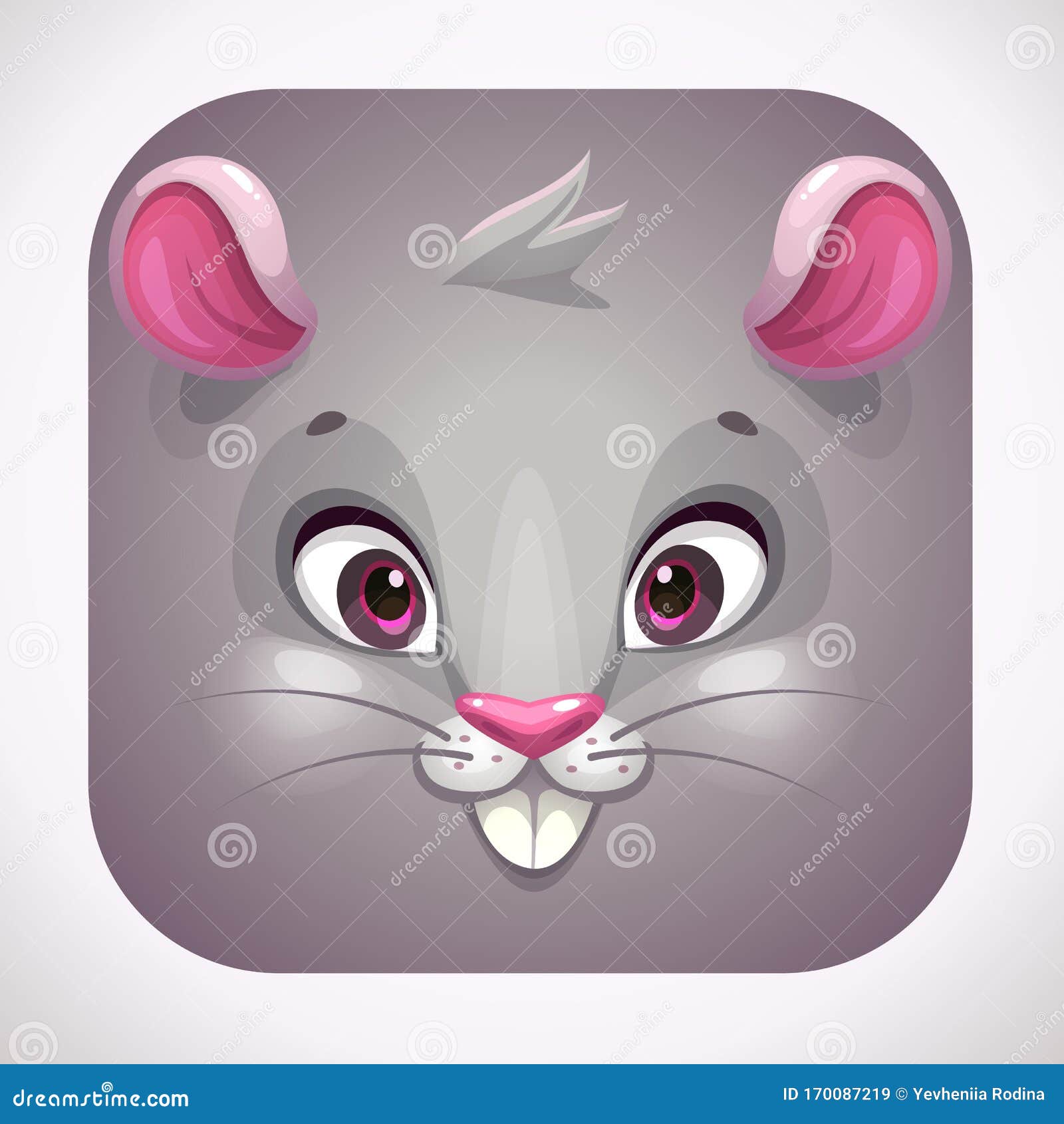 Funny Gray Mouse Face Cartoon App Icon For Game Logo Design Stock Vector Illustration Of Mice Button