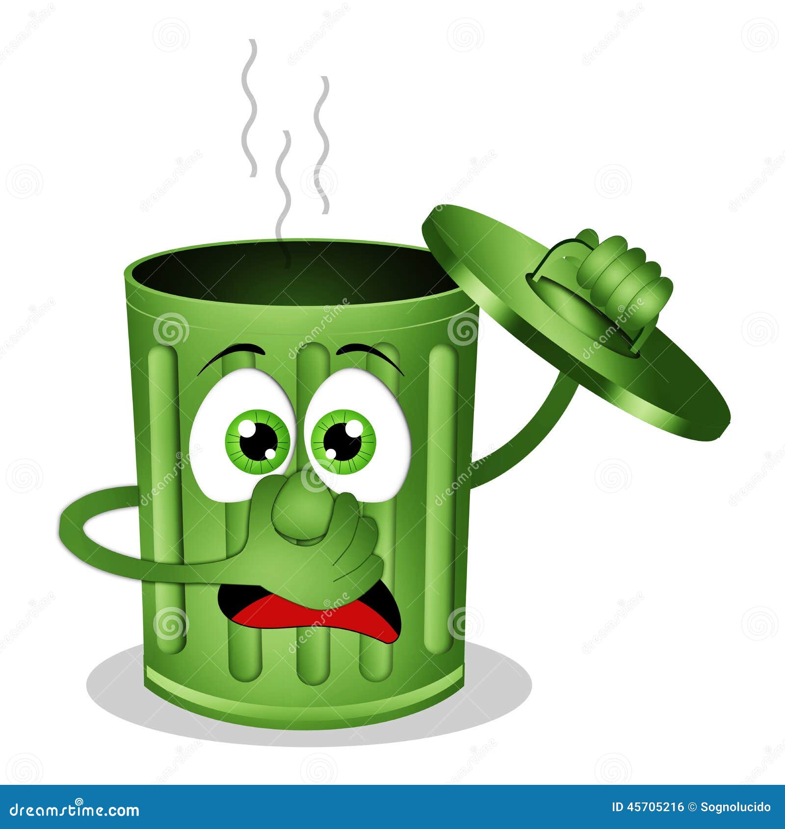 funny green stinky garbage bin illustration 45705216