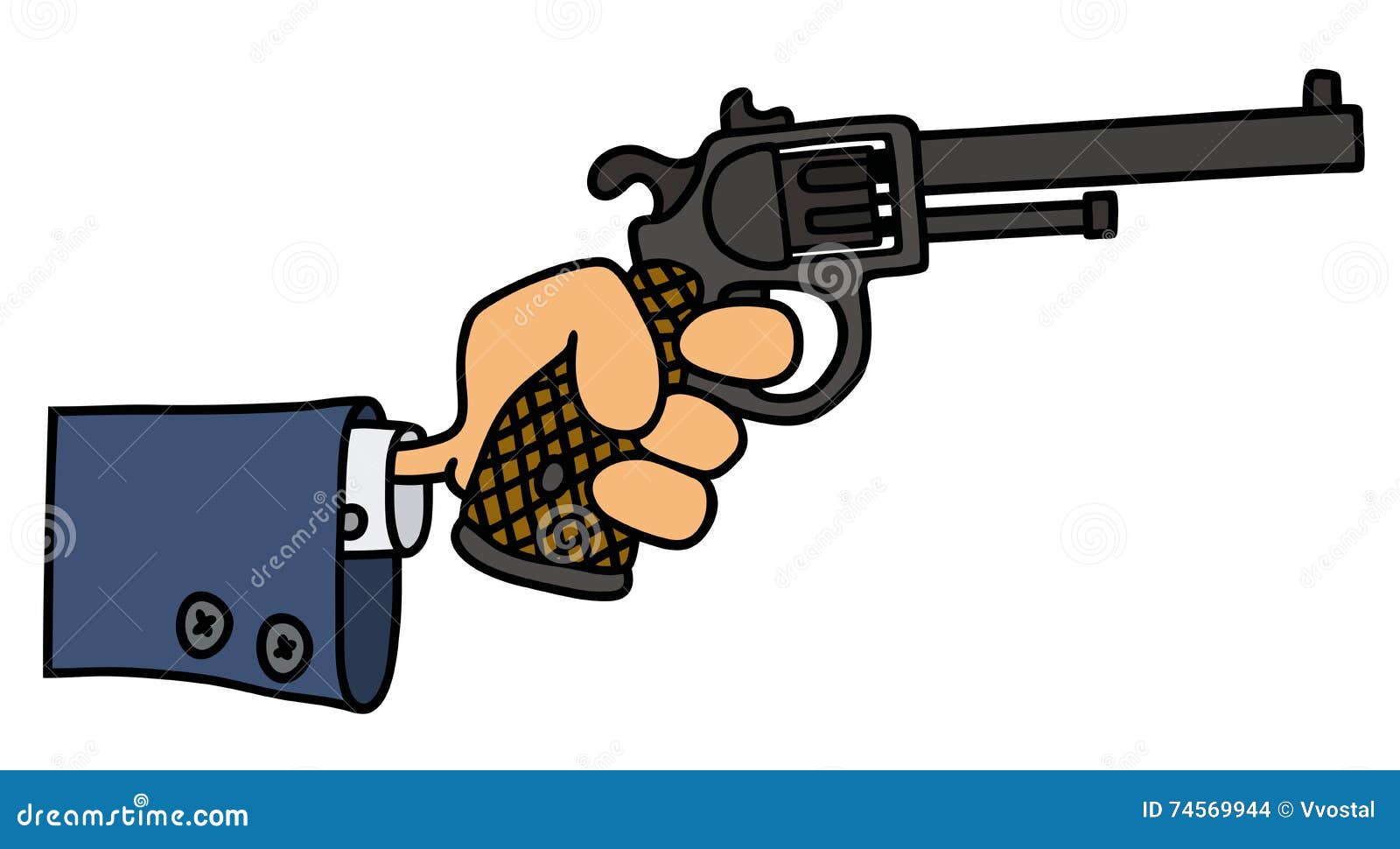 Funny gun in a hand stock vector. Illustration of black 74569944
