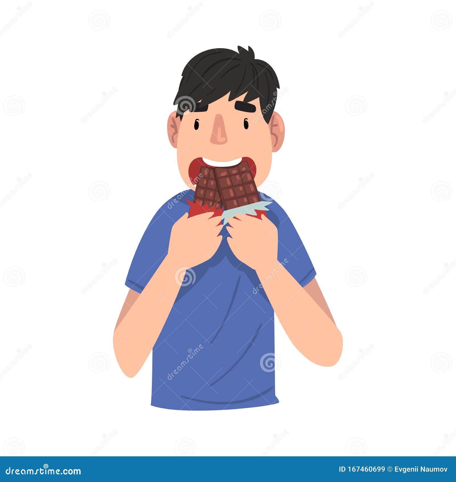 Funny Guy Eating Chocolate Bar, Sweet Tooth Man Cartoon Character Enjoying  Eating Sweets Vector Illustration Stock Vector - Illustration of love,  eating: 167460699