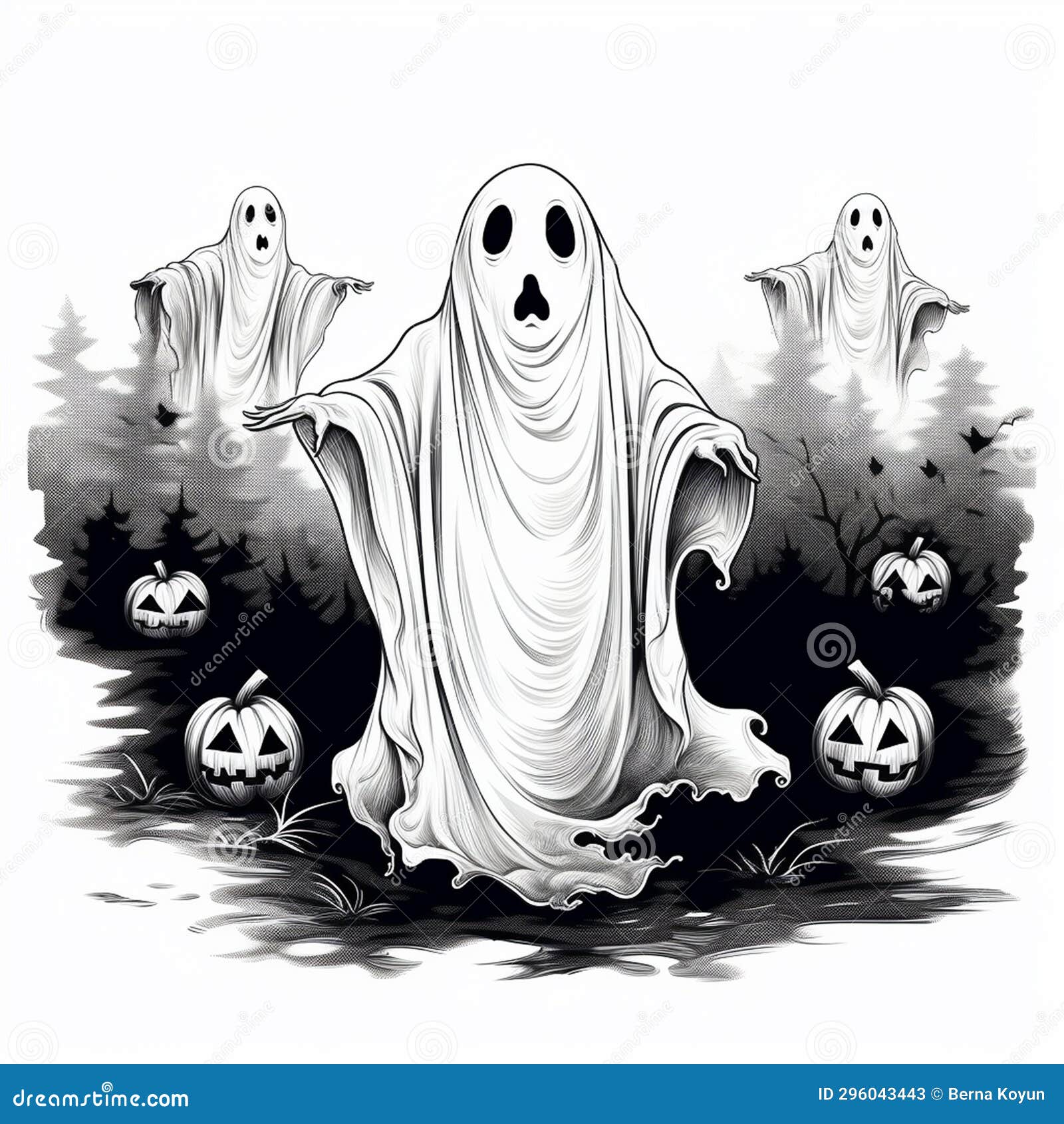 Funny Halloween Ghost Humorous Phantom Stock Illustration