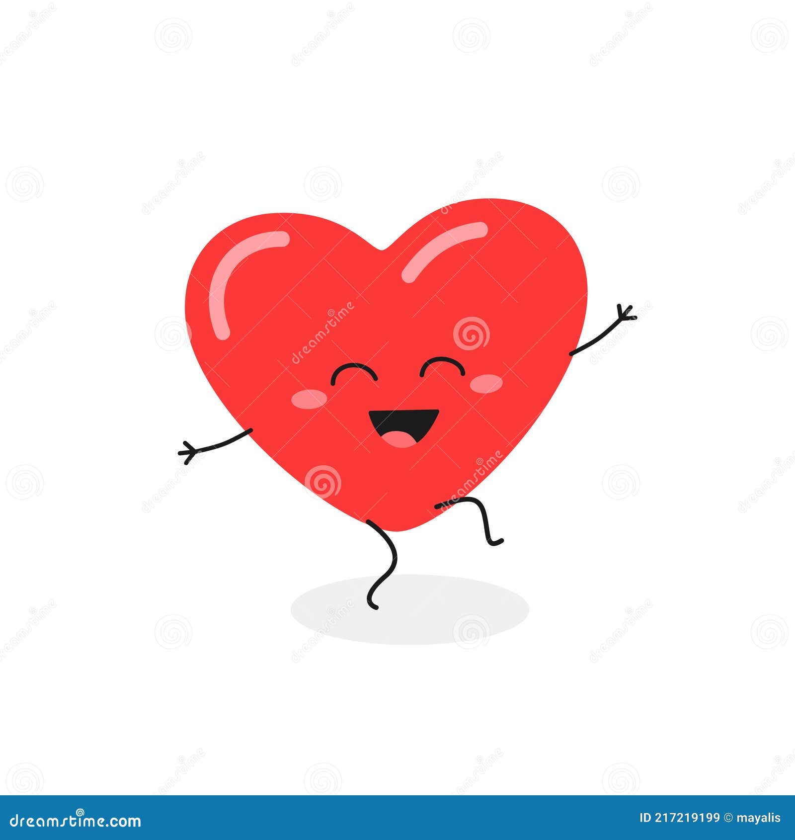 Funny Happy Cartoon Red Heart Character Dancing Stock Vector - Illustration  of expression, romance: 217219199