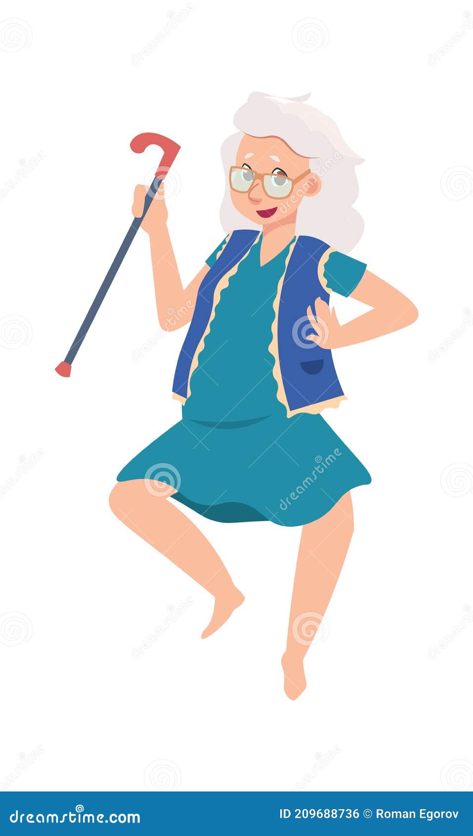 Old Lady With Cane Cartoon