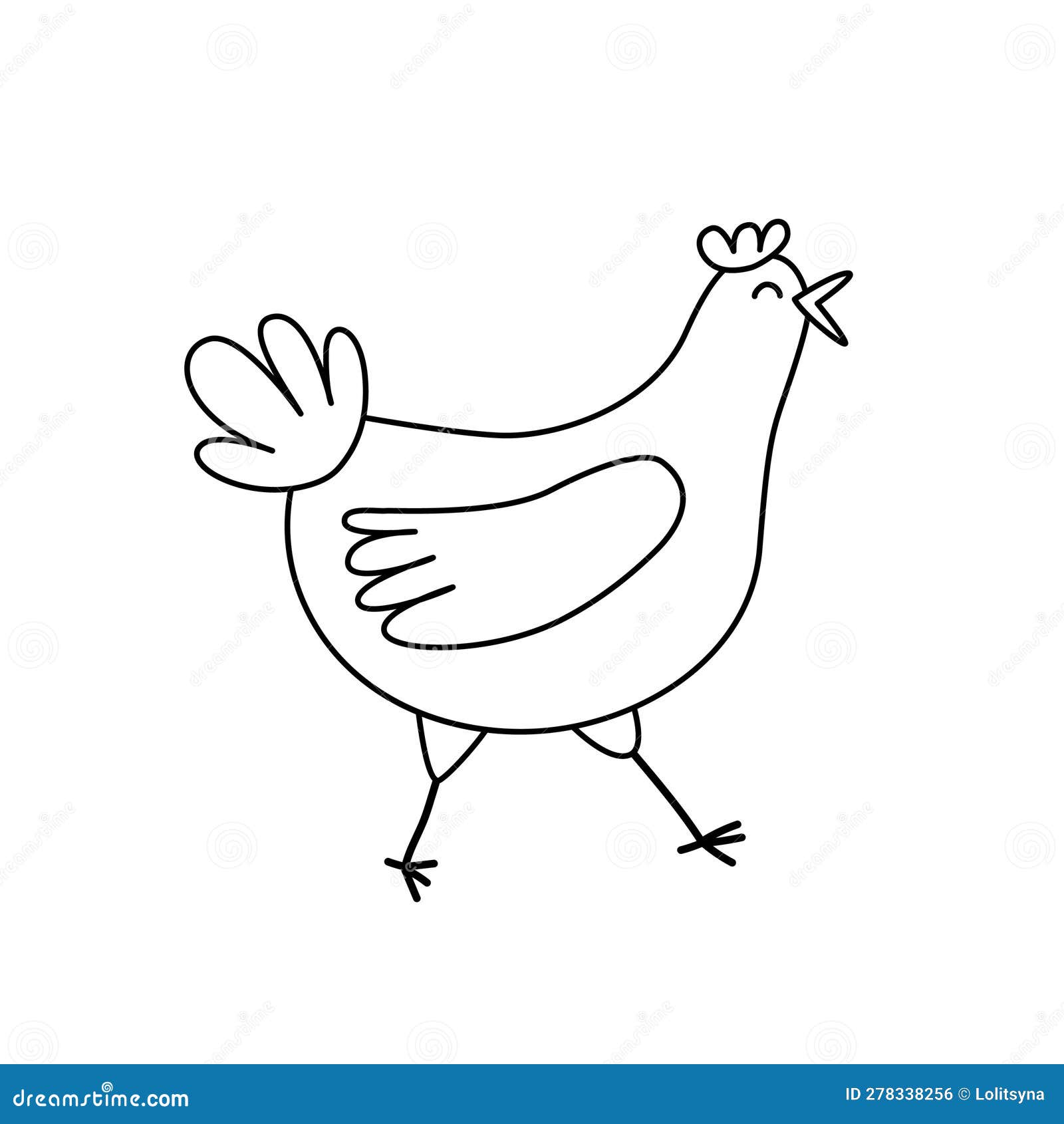 Funny Hen. Coloring Page. Black and White Chicken. Hen. Vector Stock ...