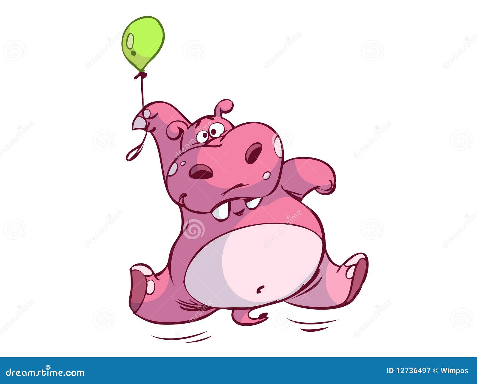 Funny Hippo stock illustration. Illustration of hippopotamus - 12736497