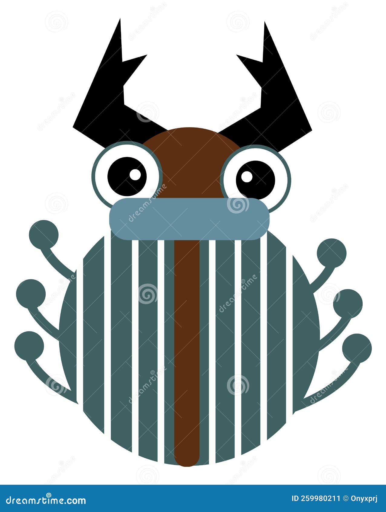 Funny Horned Beetle. Cartoon Bug Stock Vector Illustration of mascot