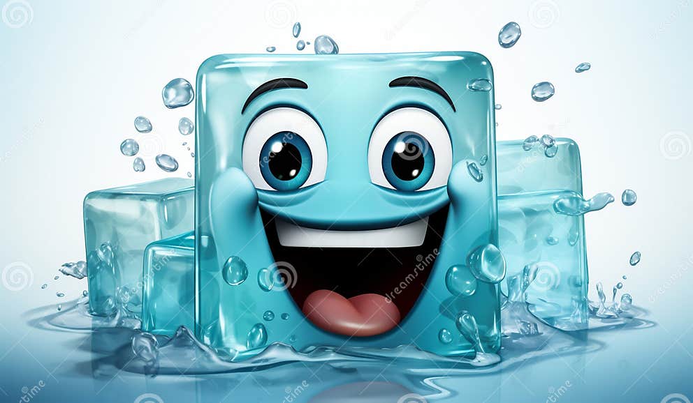 Funny Ice Cube with Smiling Face. AI Generated Stock Illustration ...