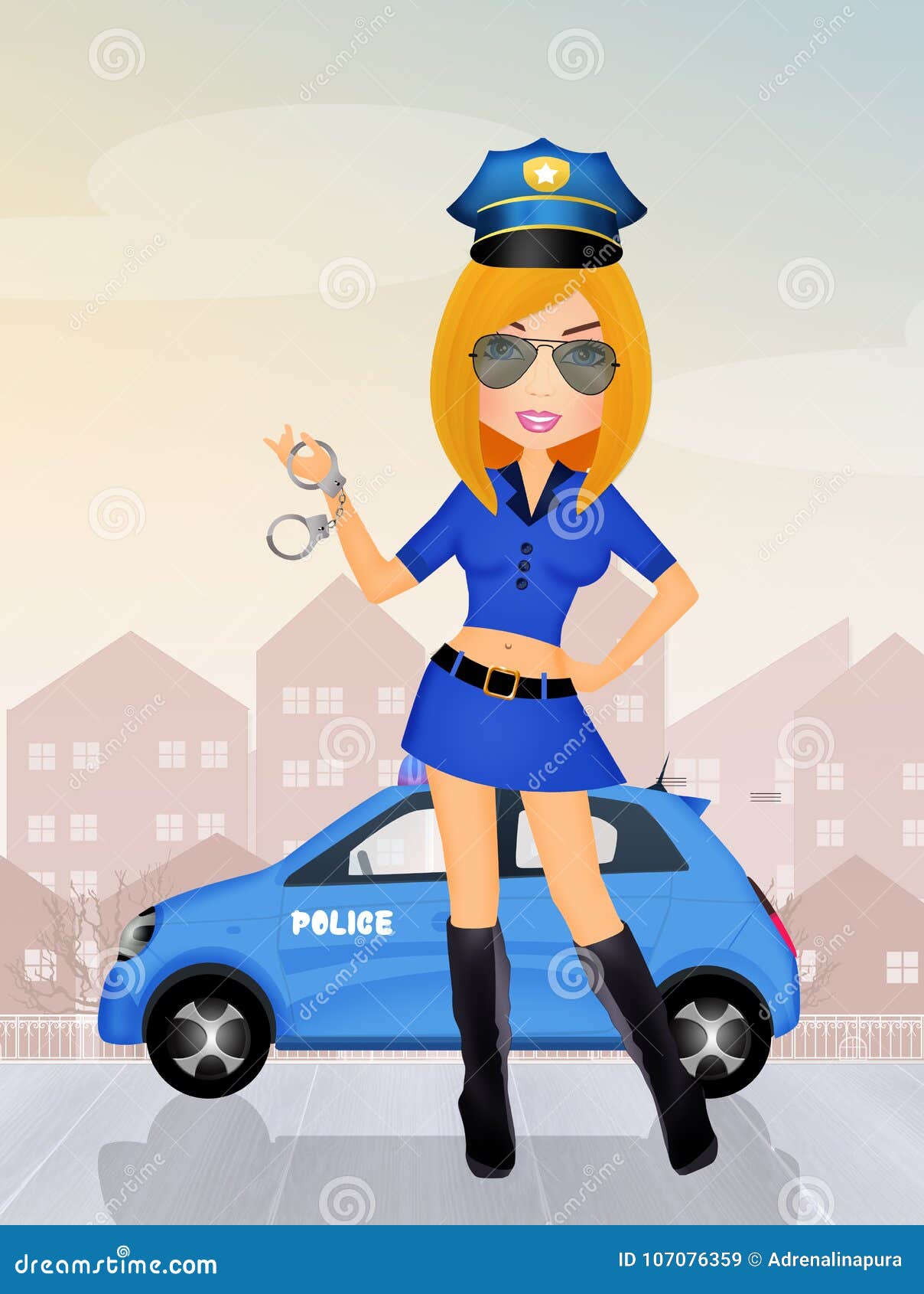 Illustration of Police Girl Stock Illustration - Illustration of funny, girl:  107076359