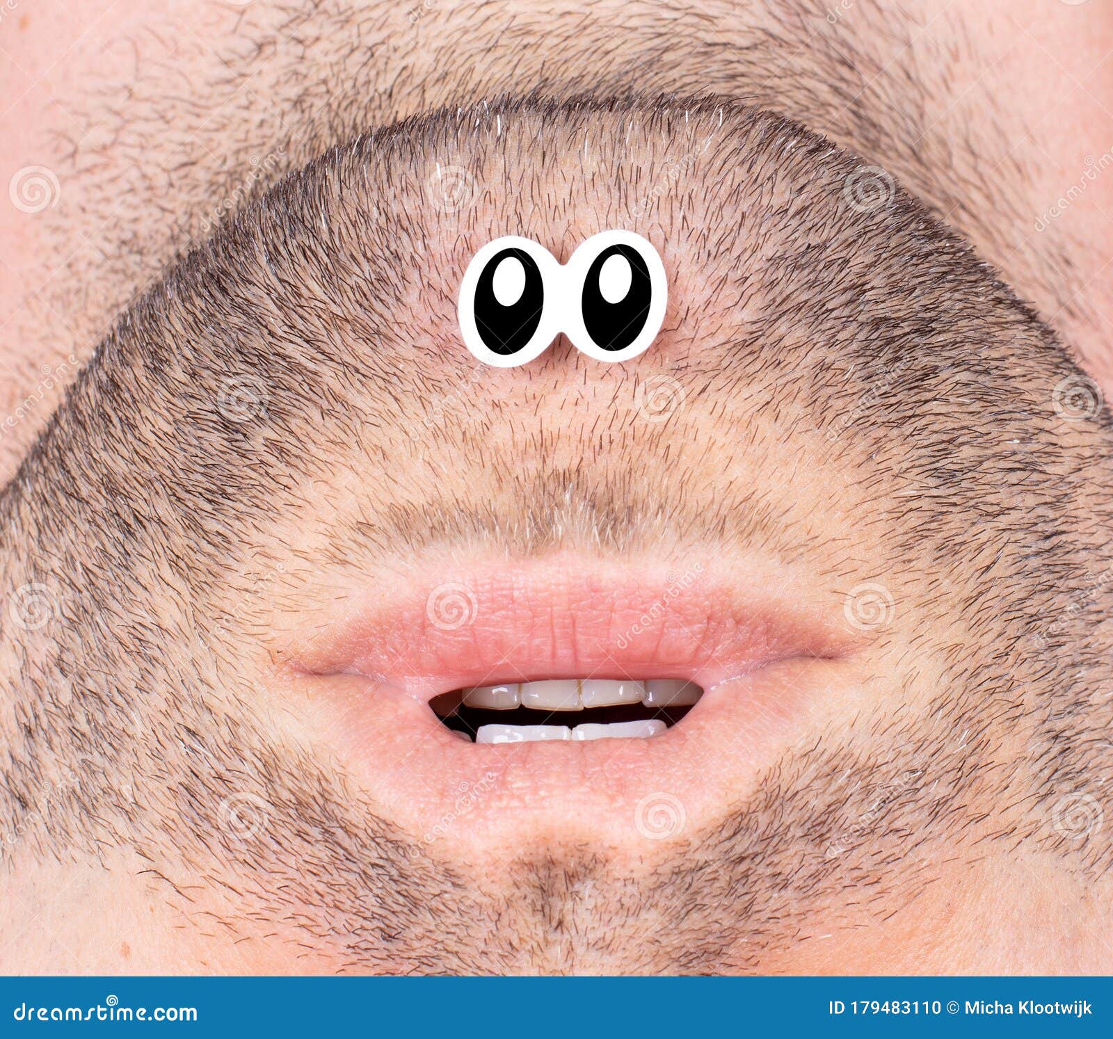 Funny Image of a Mouth and Fake Eyes - Weird Looking Character Stock Photo  - Image of bristle, humor: 179483110