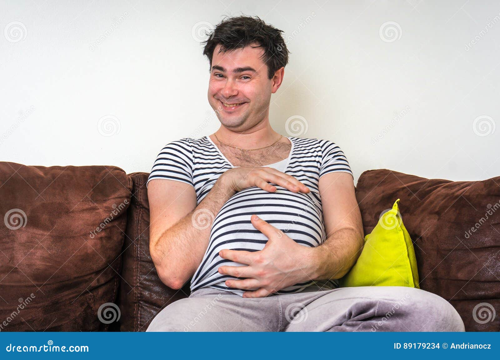 Funny Image of Pregnant Man with Pregnant Belly Stock Photo - Image of  happiness, modern: 89179234