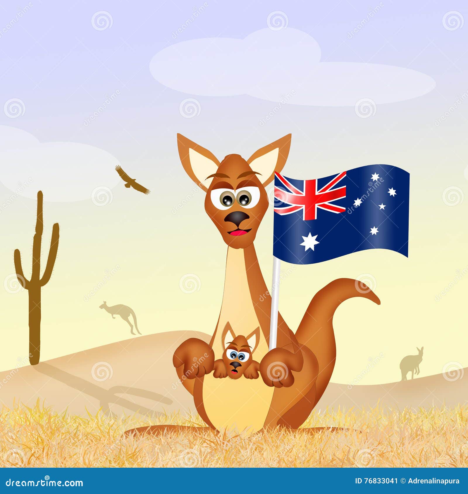 Funny kangaroo stock illustration. Illustration of marsupial - 76833041