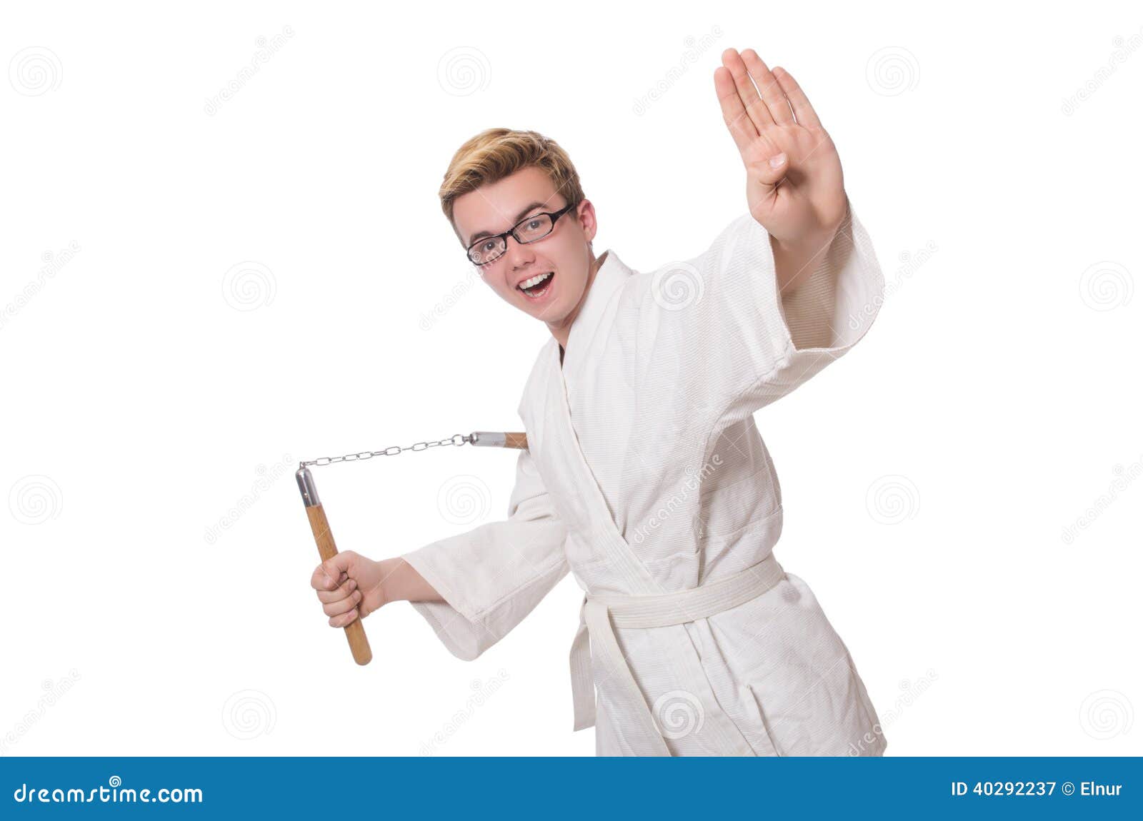 Funny Karate Fighter with Nunchucks Stock Image Image of eastern