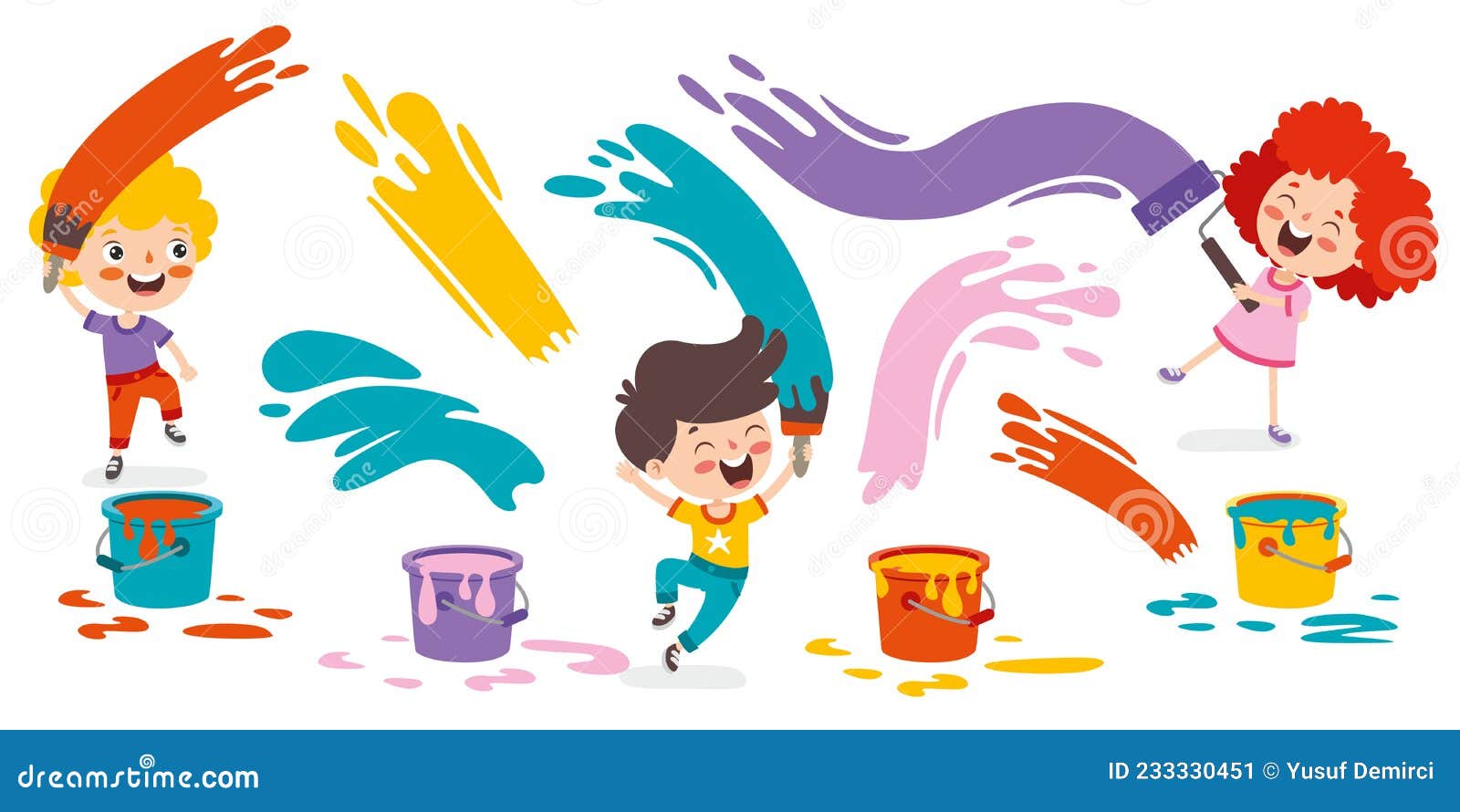 Funny Kid Coloring and Painting Stock Vector - Illustration of canvas ...