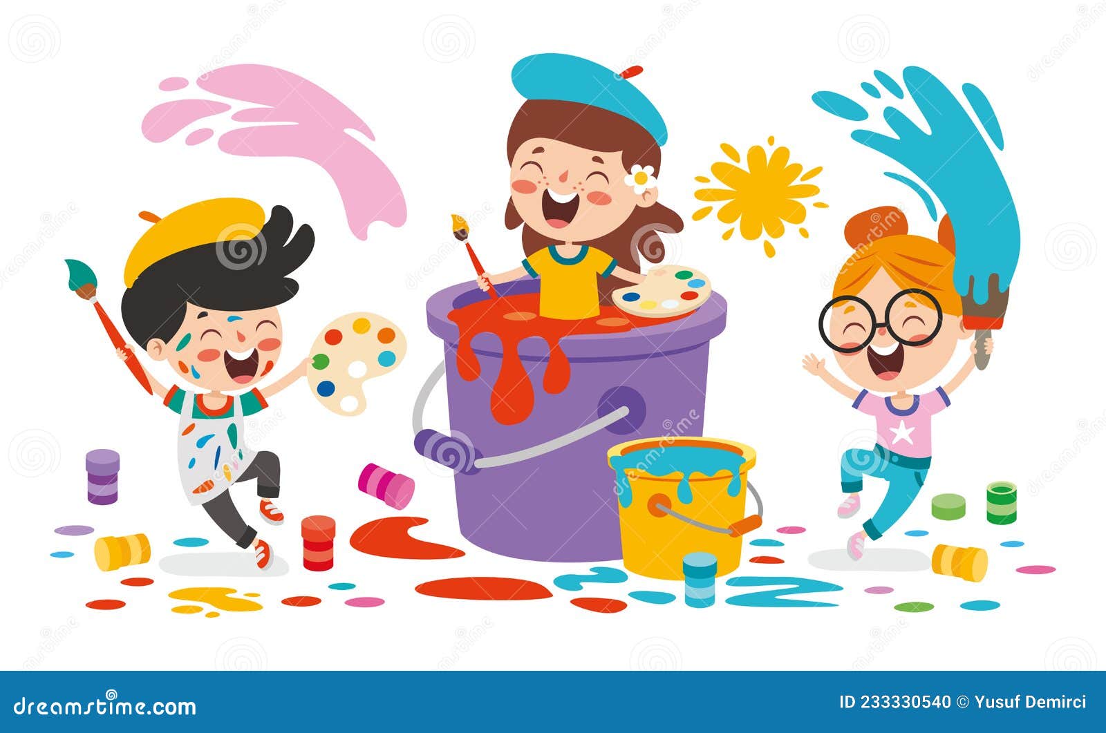 Funny Kid Coloring and Painting Stock Vector - Illustration of pages ...