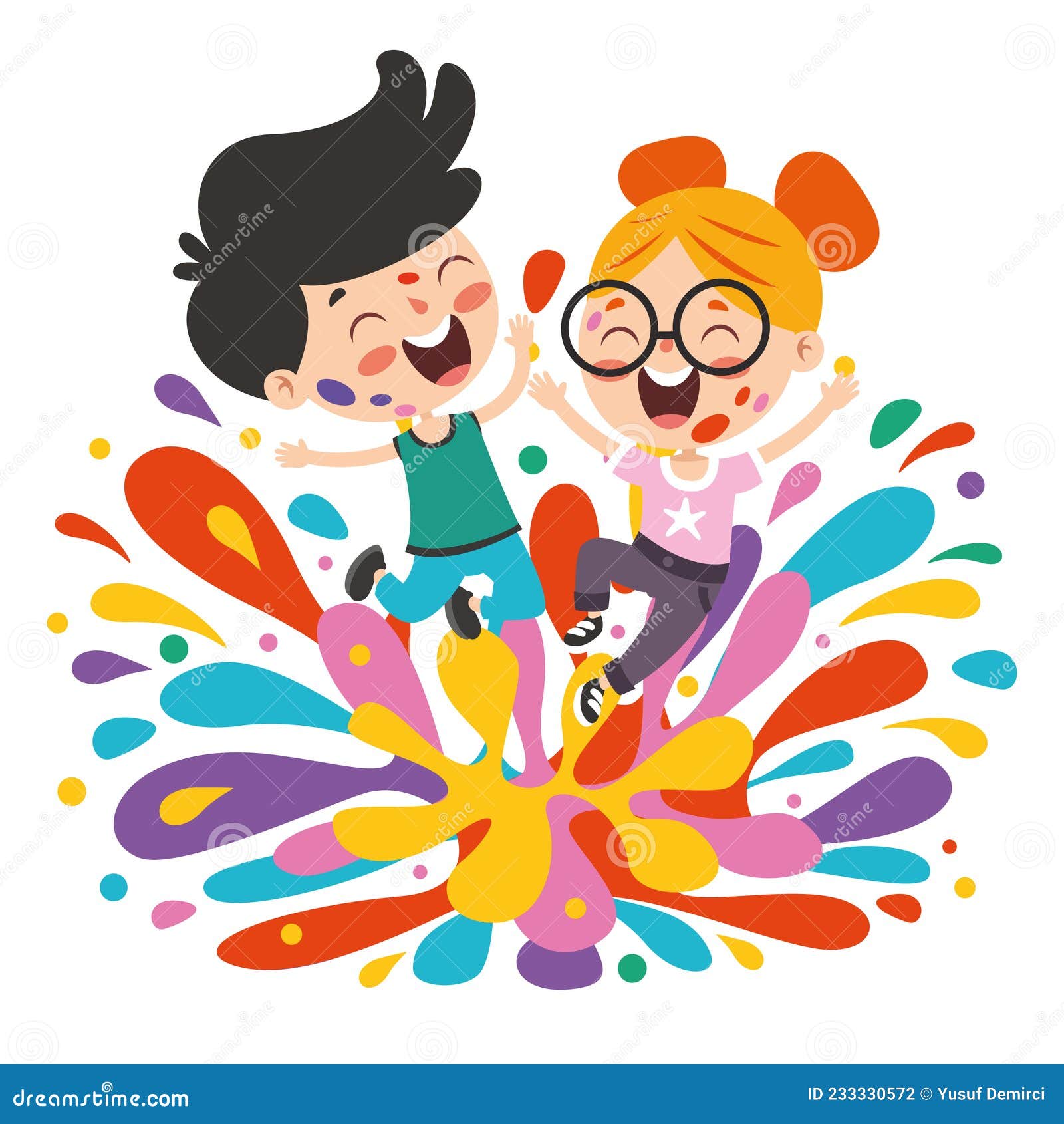 Funny Kid Coloring and Painting Stock Vector - Illustration of creative ...