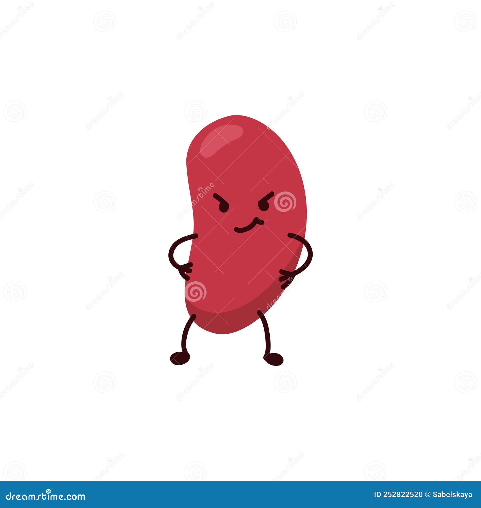 Funny Kidney Bean with Arrogant Face Expression, Flat Vector ...