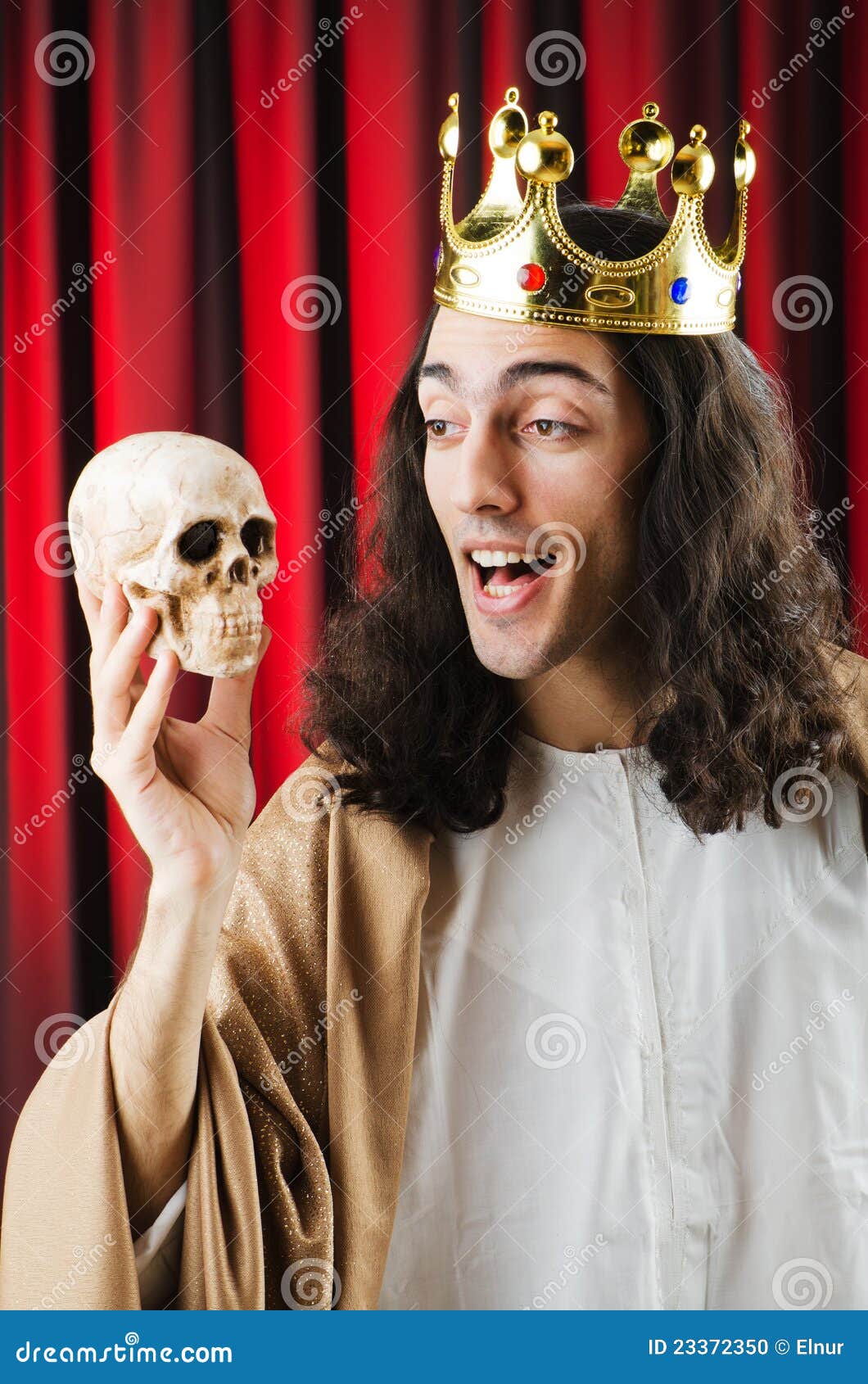 Funny king against curtain stock photo. Image of prince 23372350