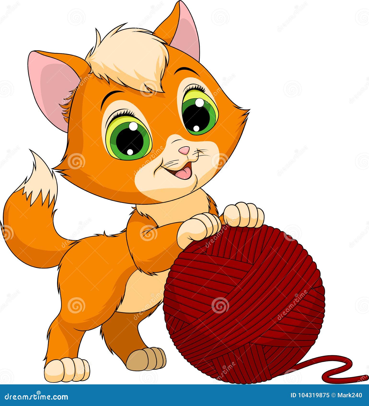 Funny Kitten with a Ball of Threads Stock Vector Illustration of