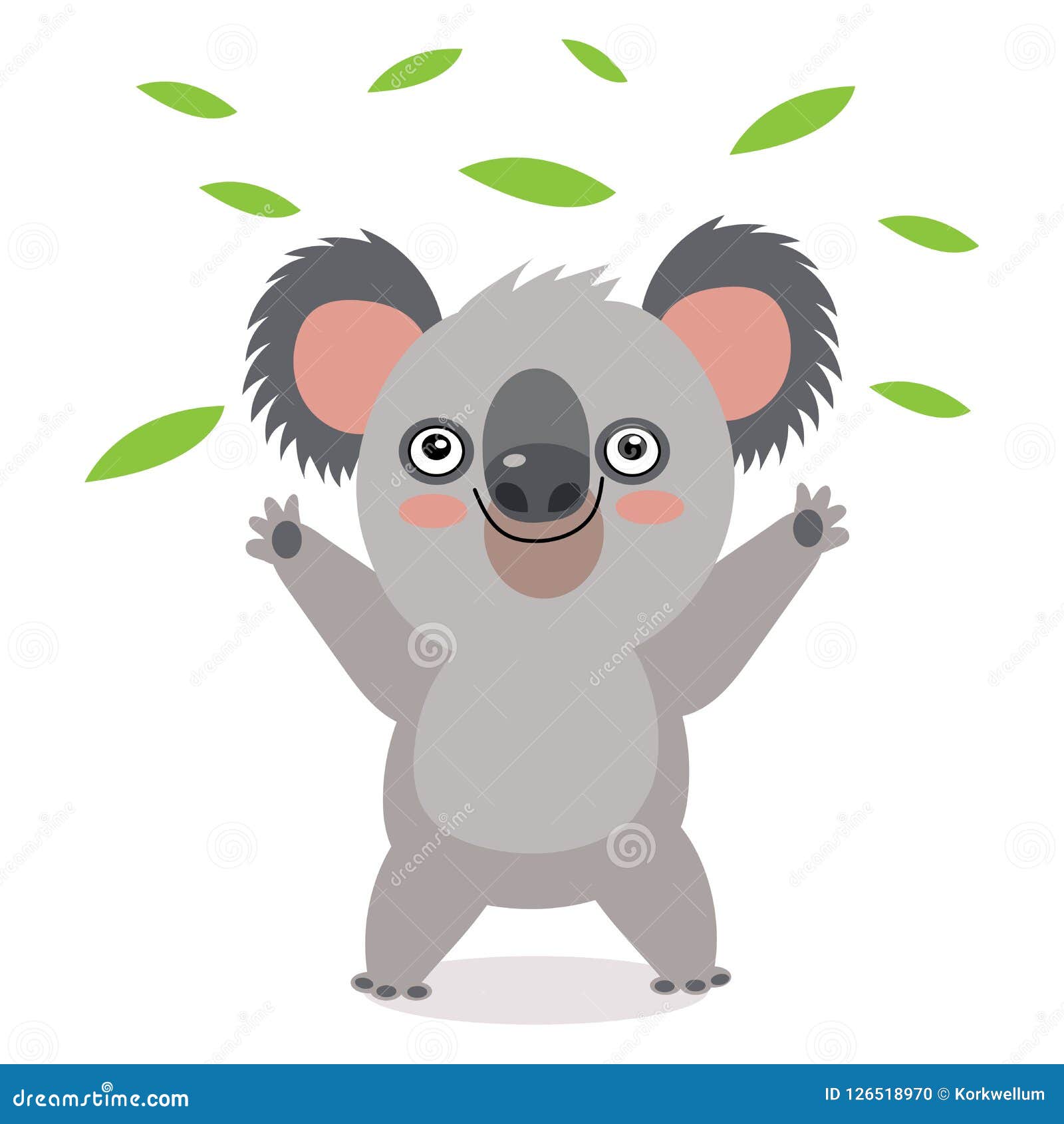 Funny Koala Bear with Green Leaves. Australian Animal Funniest. Stock  Vector - Illustration of gray, icon: 126518970