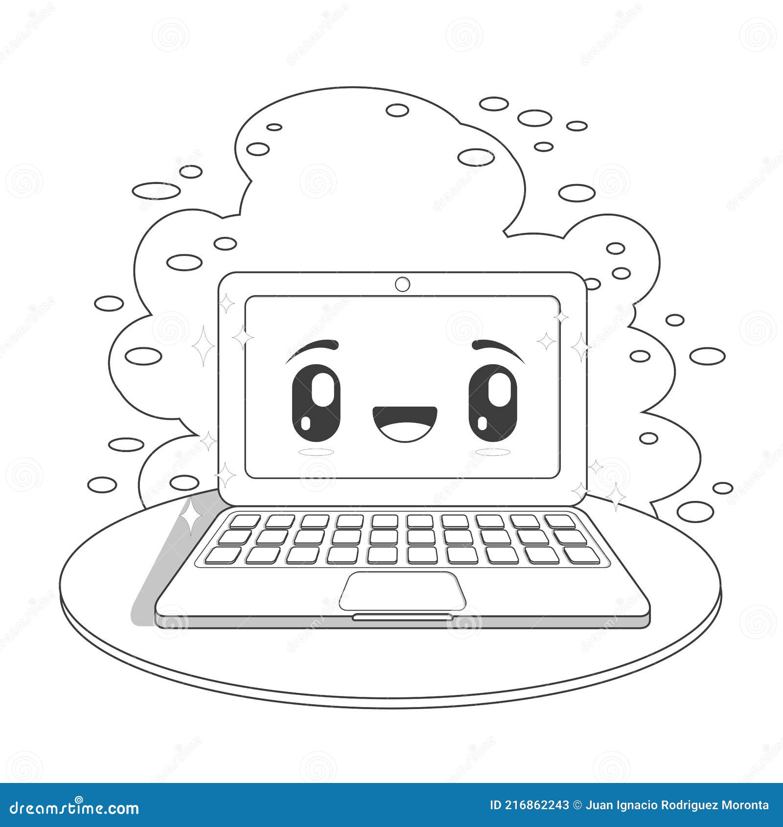 Funny Laptop Computer on Red Background, Black and White Stock Vector -  Illustration of cyberspace, face: 216862243