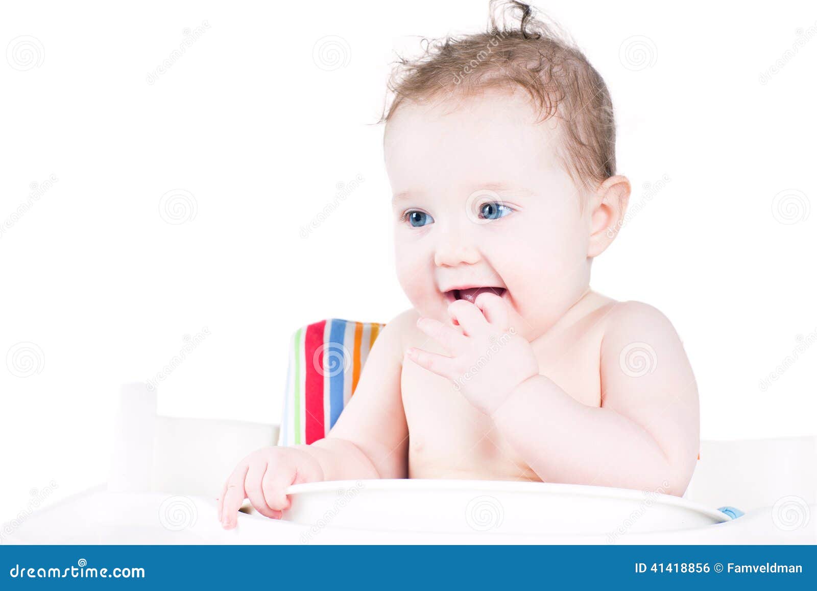 Funny Laughing Baby Waiting For Lunch Stock Photo - Image: 41418856