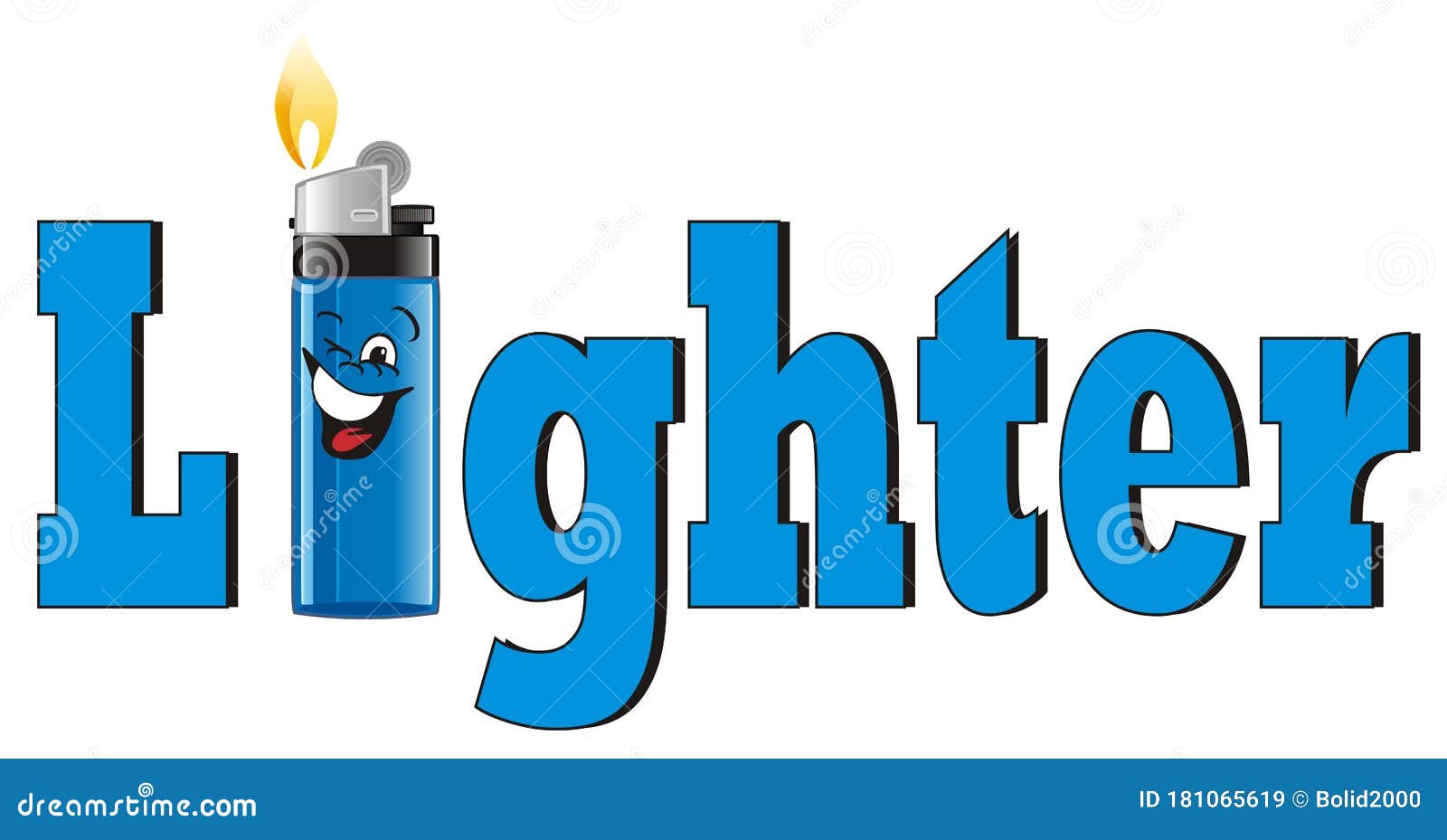 Funny lighter with letters stock illustration. Illustration of fire