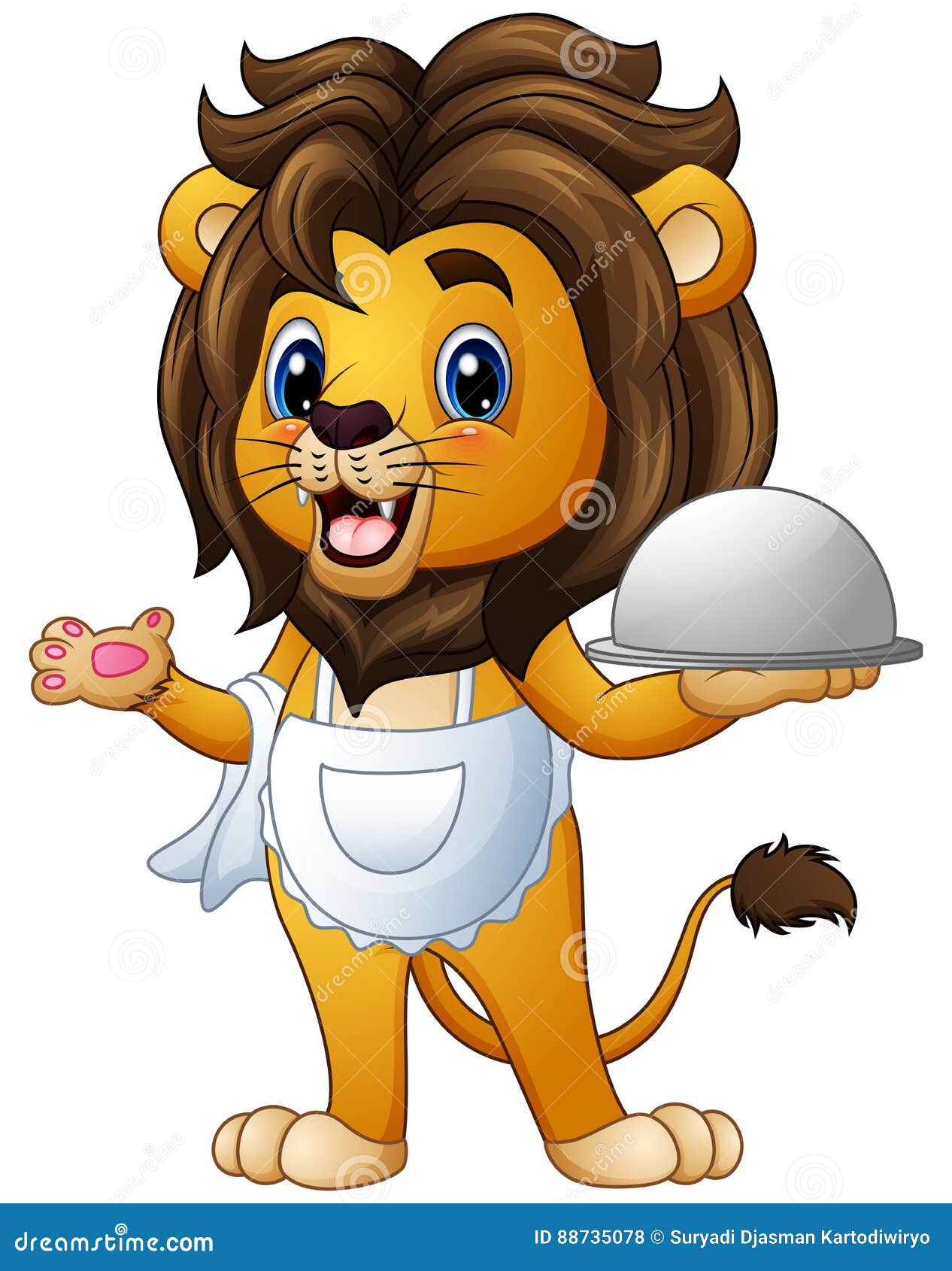 Funny Lion Chef Cartoon Holding a Platter Stock Vector - Illustration of  funny, platter: 88735078