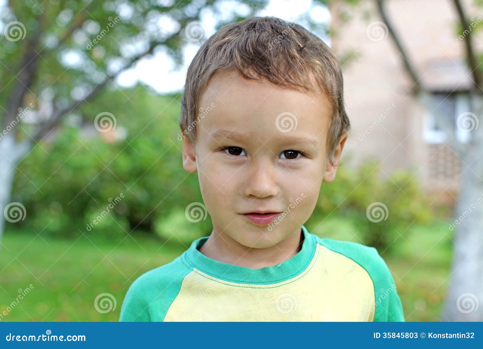Funny Little Boy 34 Year Old Outdoors Stock Image Image of friend