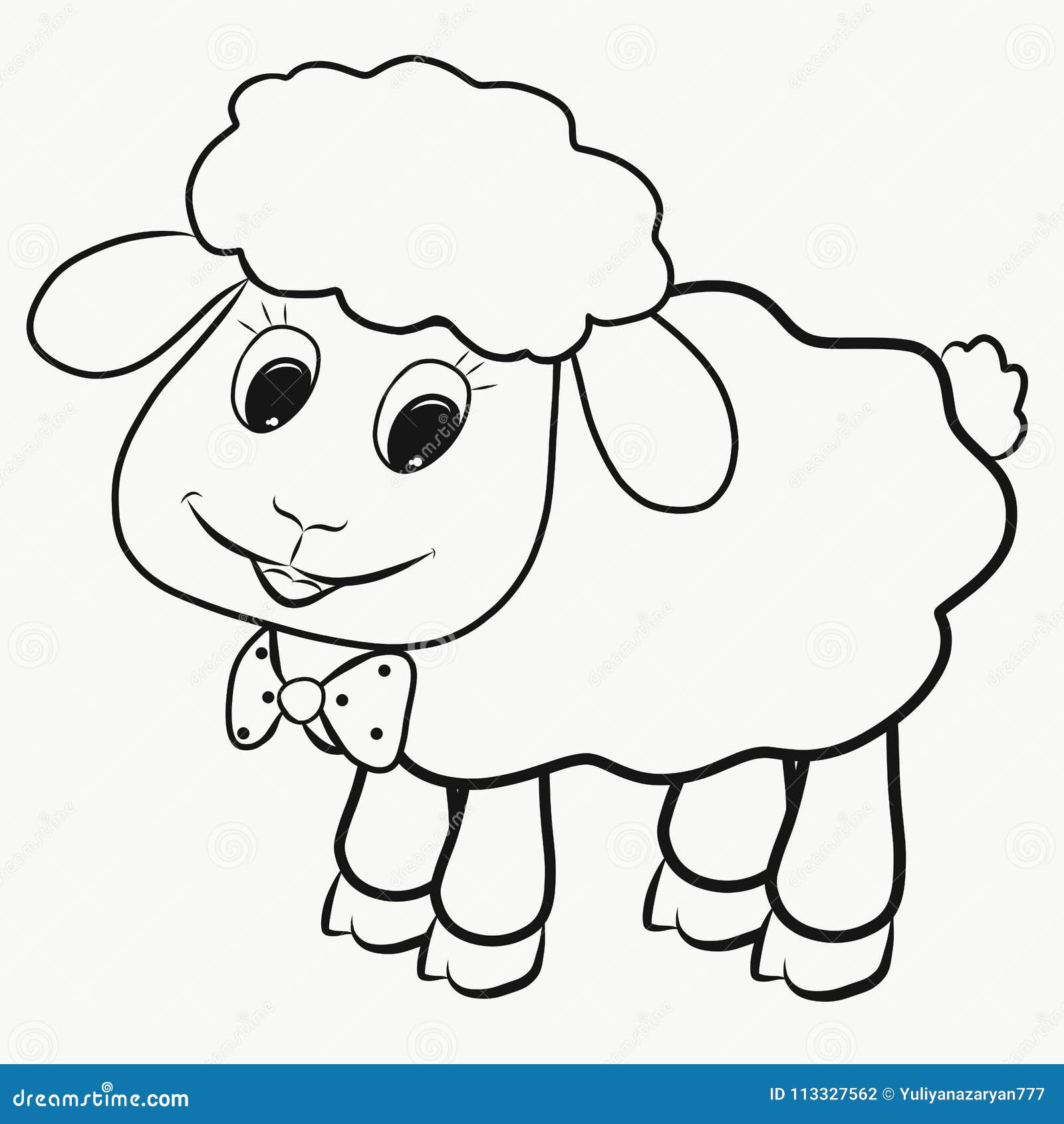 Funny Little Fluffy Lamb, Coloring Stock Illustration - Illustration of