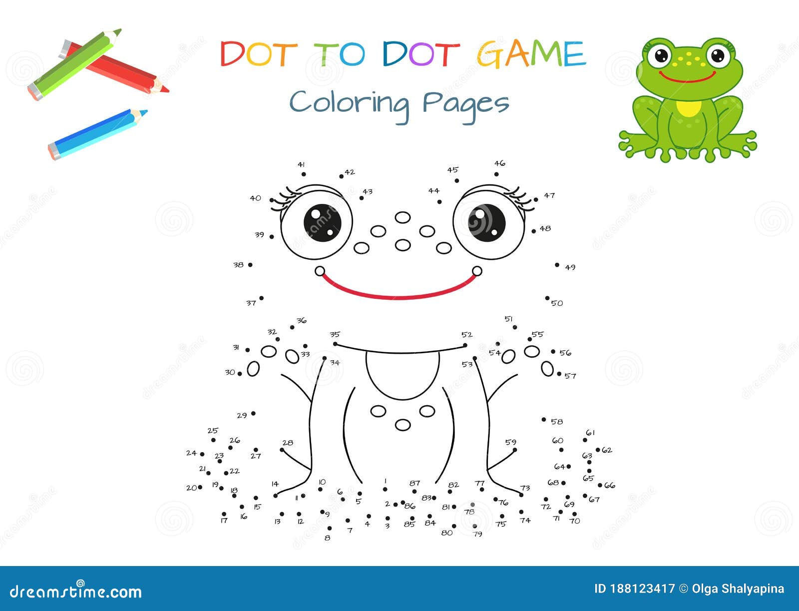 Funny Little Frog. Dot To Dot Game. Coloring Book. Educational Game for  Children Stock Vector - Illustration of education, educational: 188123417