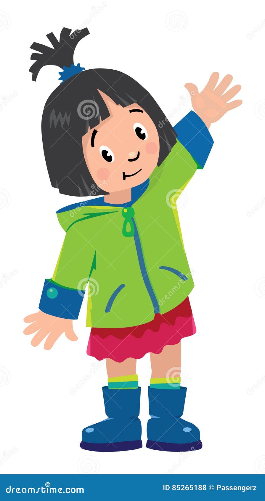 Funny Little Girl Waving by Hand Stock Vector - Illustration of baby ...