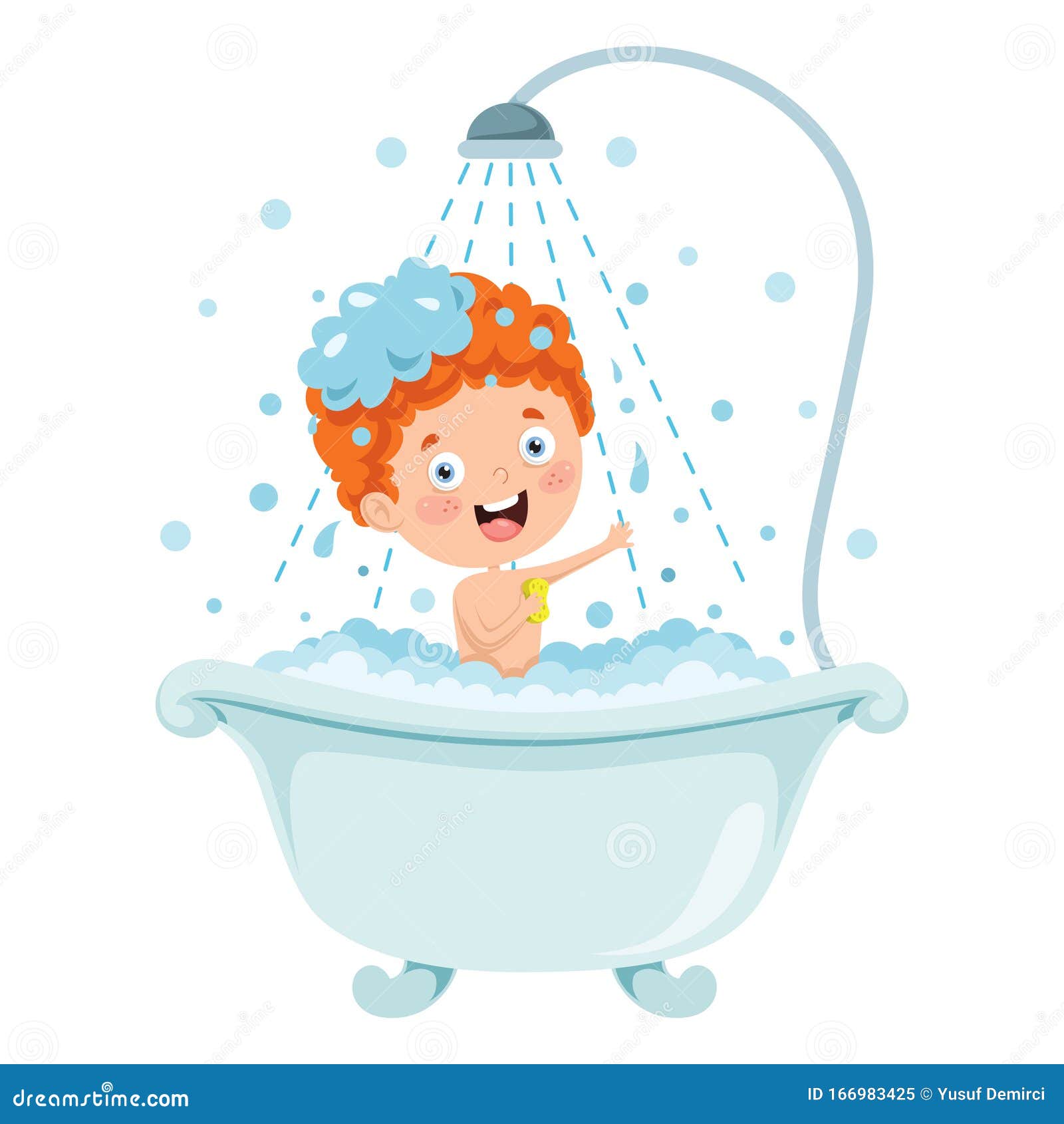 funny little kid having bath