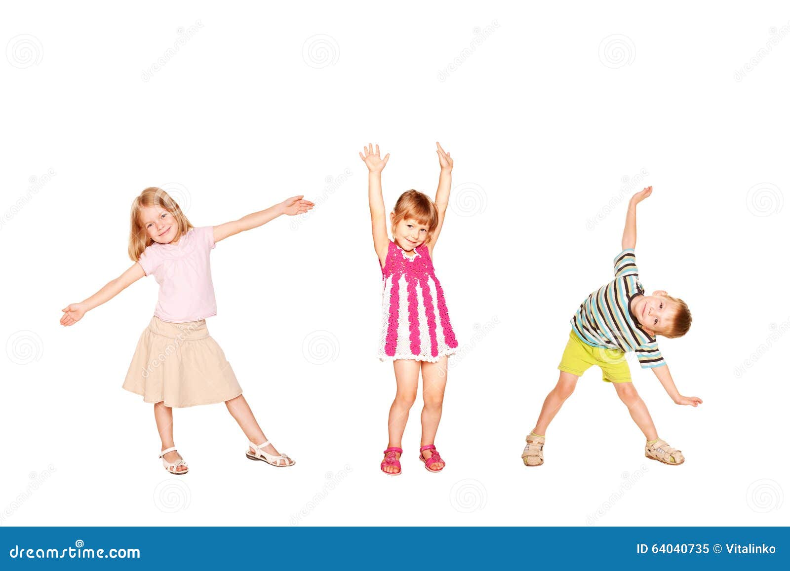 Funny Little Kids Dancing. Isolated on White Stock Image Image of