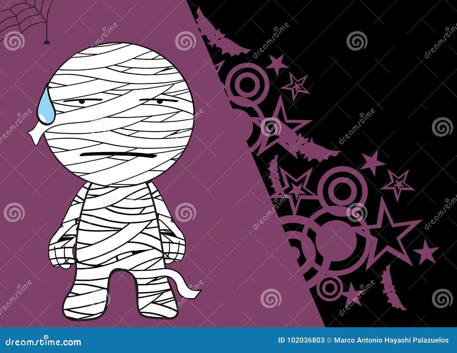 funny little mummy kid expression cartoon halloween background