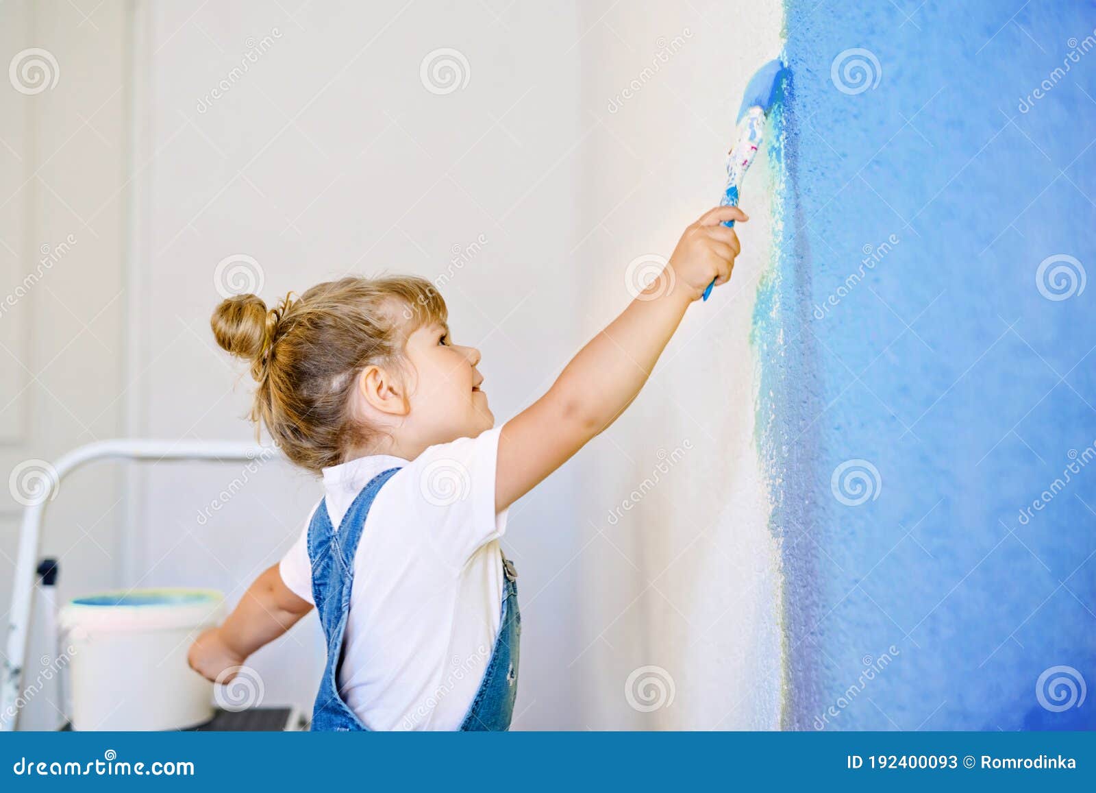 Funny Little Toddler Girl Painting the Wall with Color in New House. Family  Repair Apartment Home Stock Image - Image of chic, happiness: 192400093